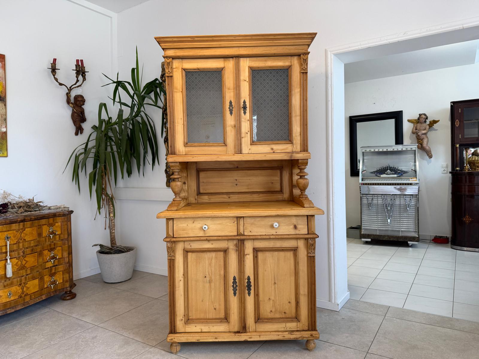 Originale Gründerzeit Küchenkredenz Bauernschrank Säulenkredenz D2794