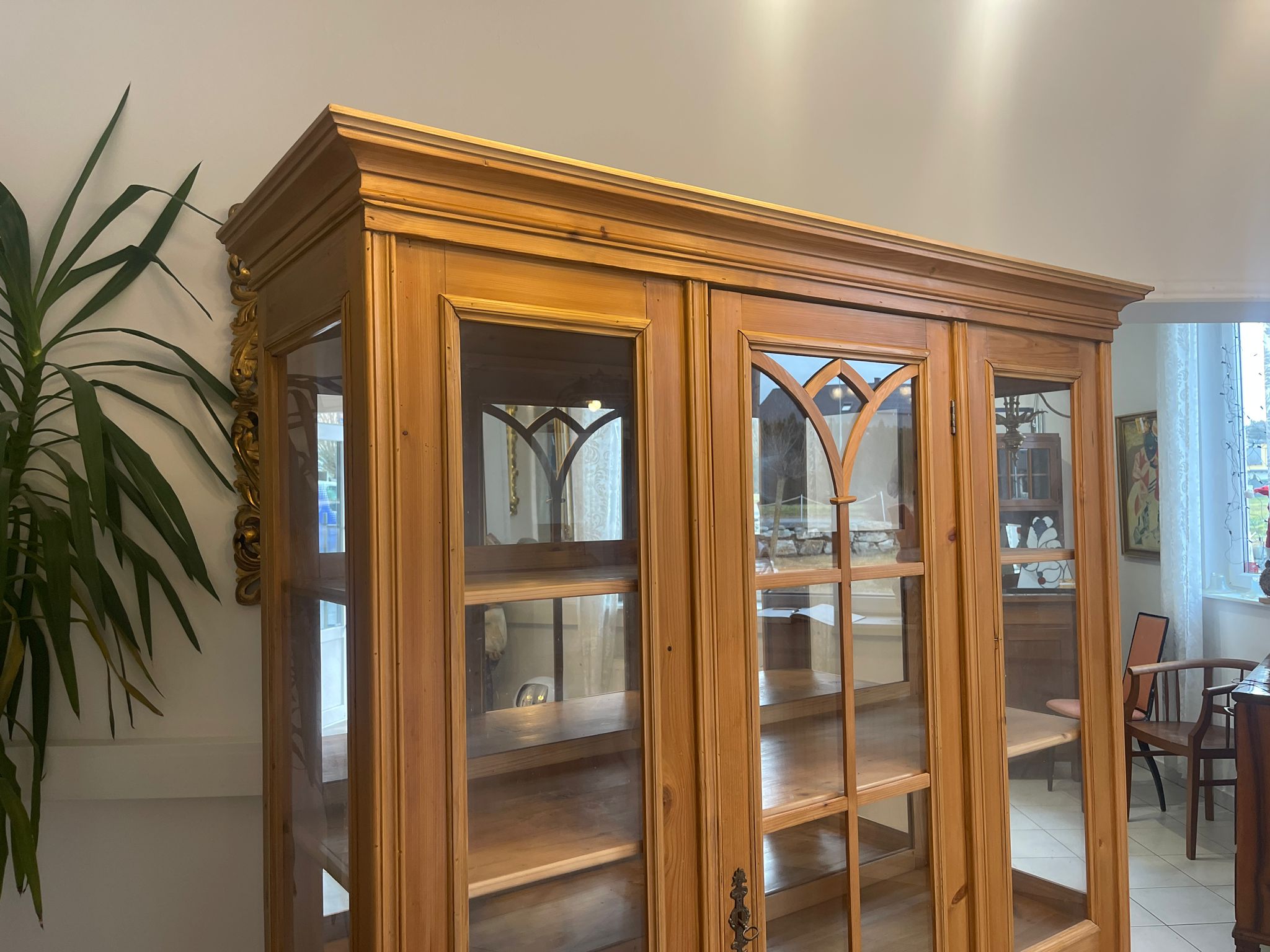 Bäuerlicher Vitrinenschrank Bücherschrank Bauernschrank Glasschrank E1004