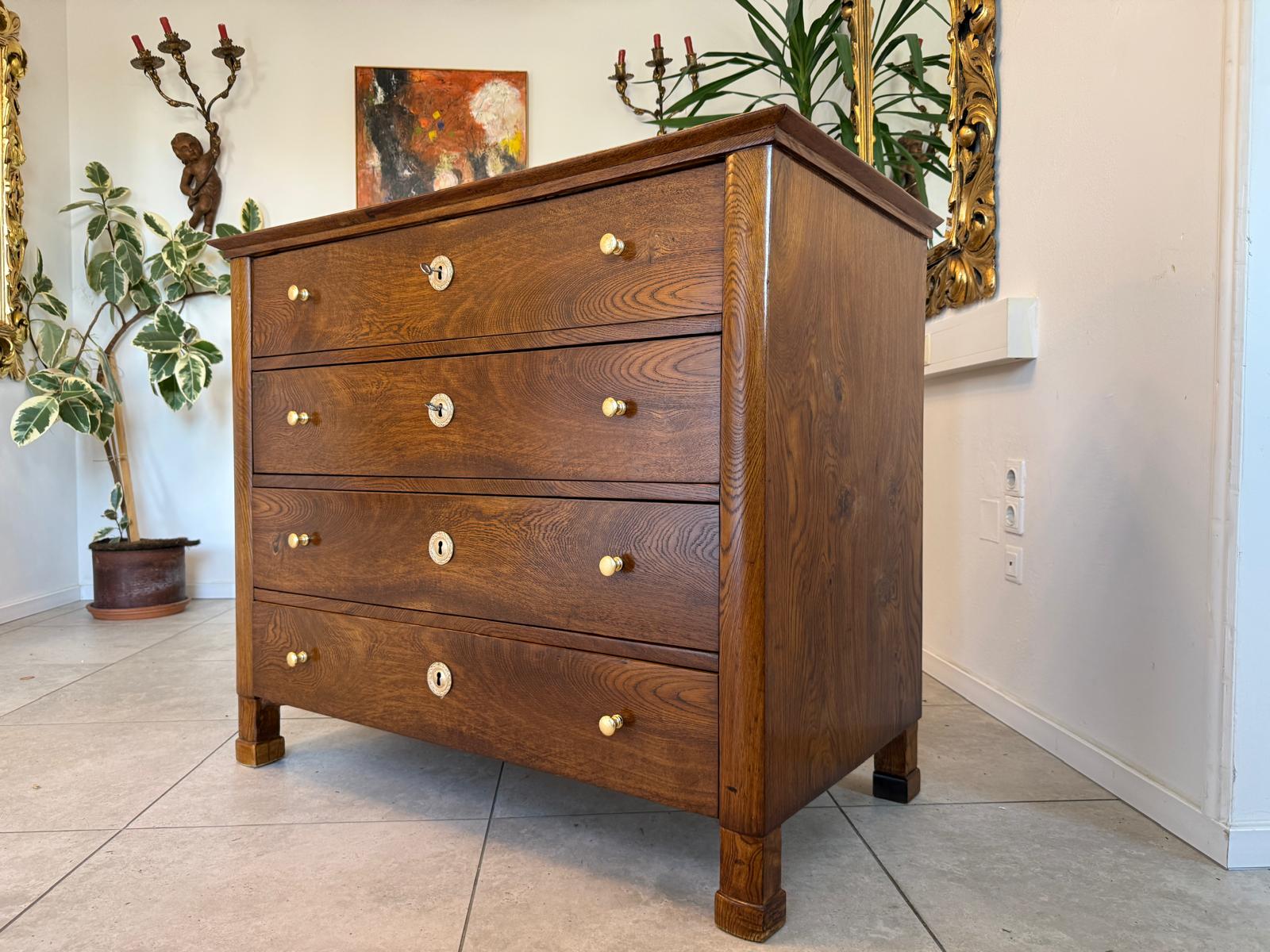 Biedermeier Schreibkommode Eichenholz Antiquität Antikmöbel Restauriert D1174