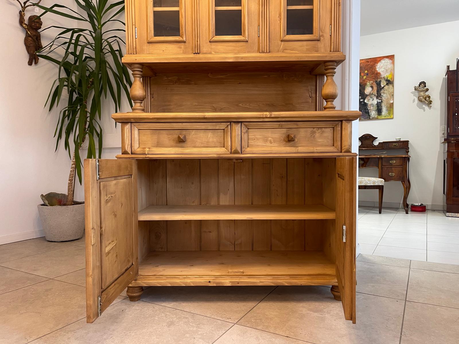 Bäuerlicher Gründerzeit Küchenschrank Vitrinenschrank G1504