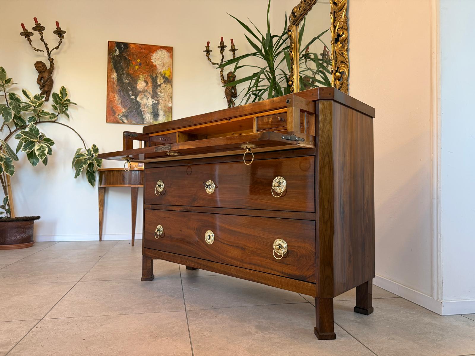 SALE Restaurierte Biedermeier Schreibkommode Nussholz Antiquität Antikmöbel G2158