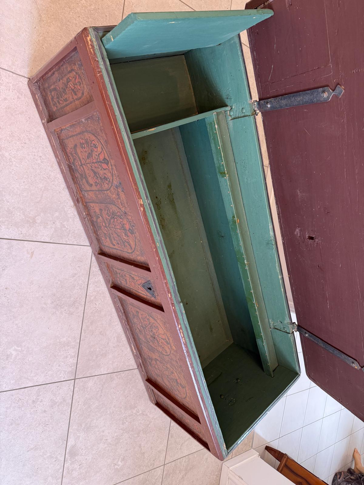 Truhe Landhaustruhe Bauerntruhe Biedermeier Truhe Handbemalt D2319