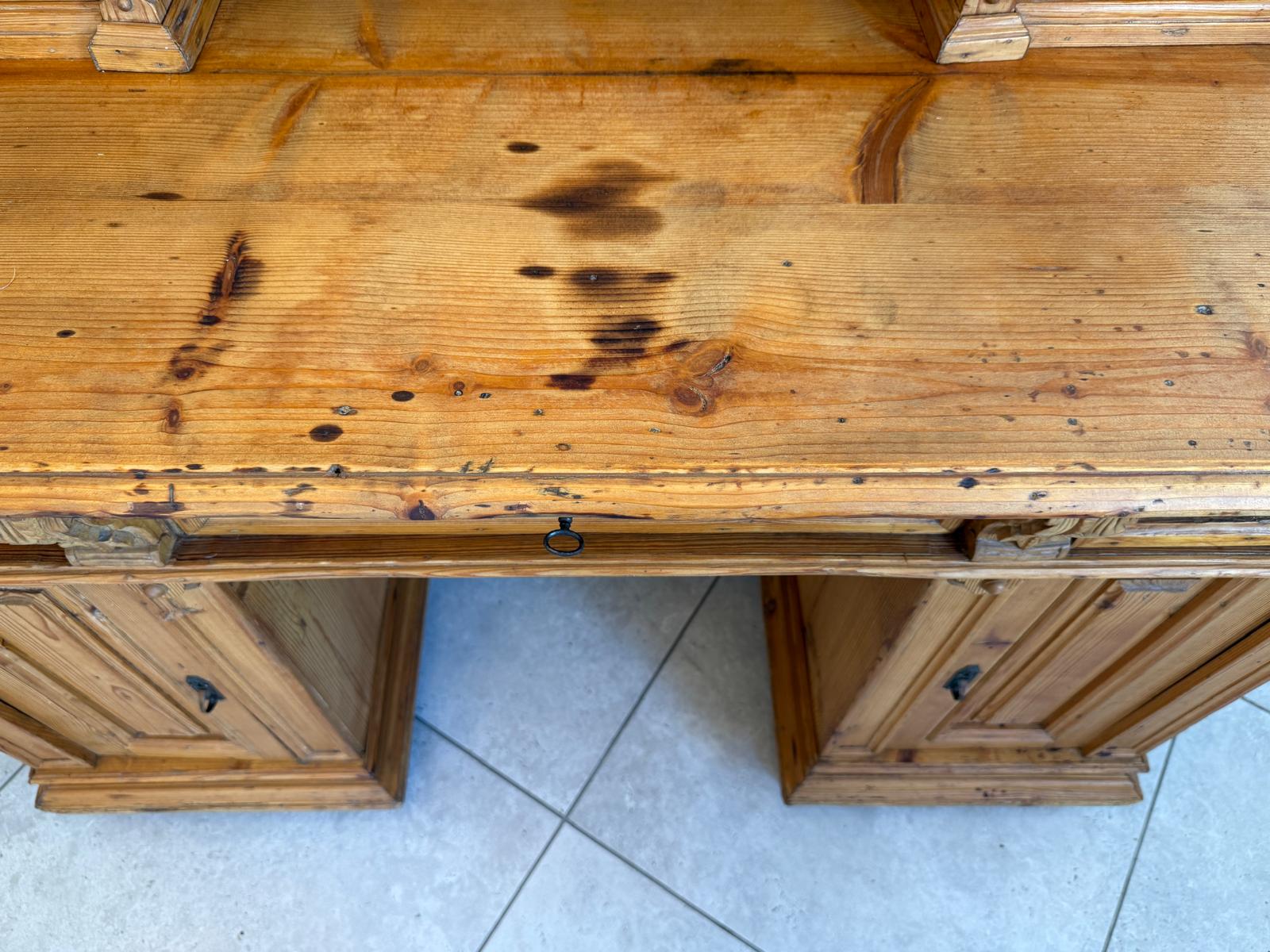 Bäuerlicher Gründerzeit Schreibtisch Sekretär Weichholz D2512