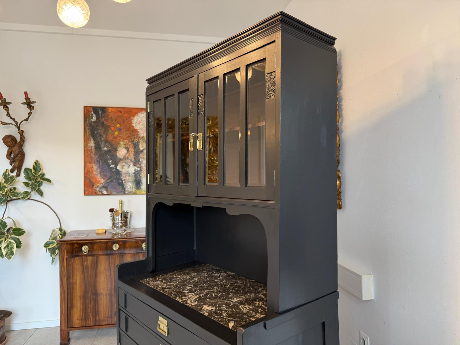 Restauriertes Jugendstil Aufsatzbuffet Bücherschrank G2095