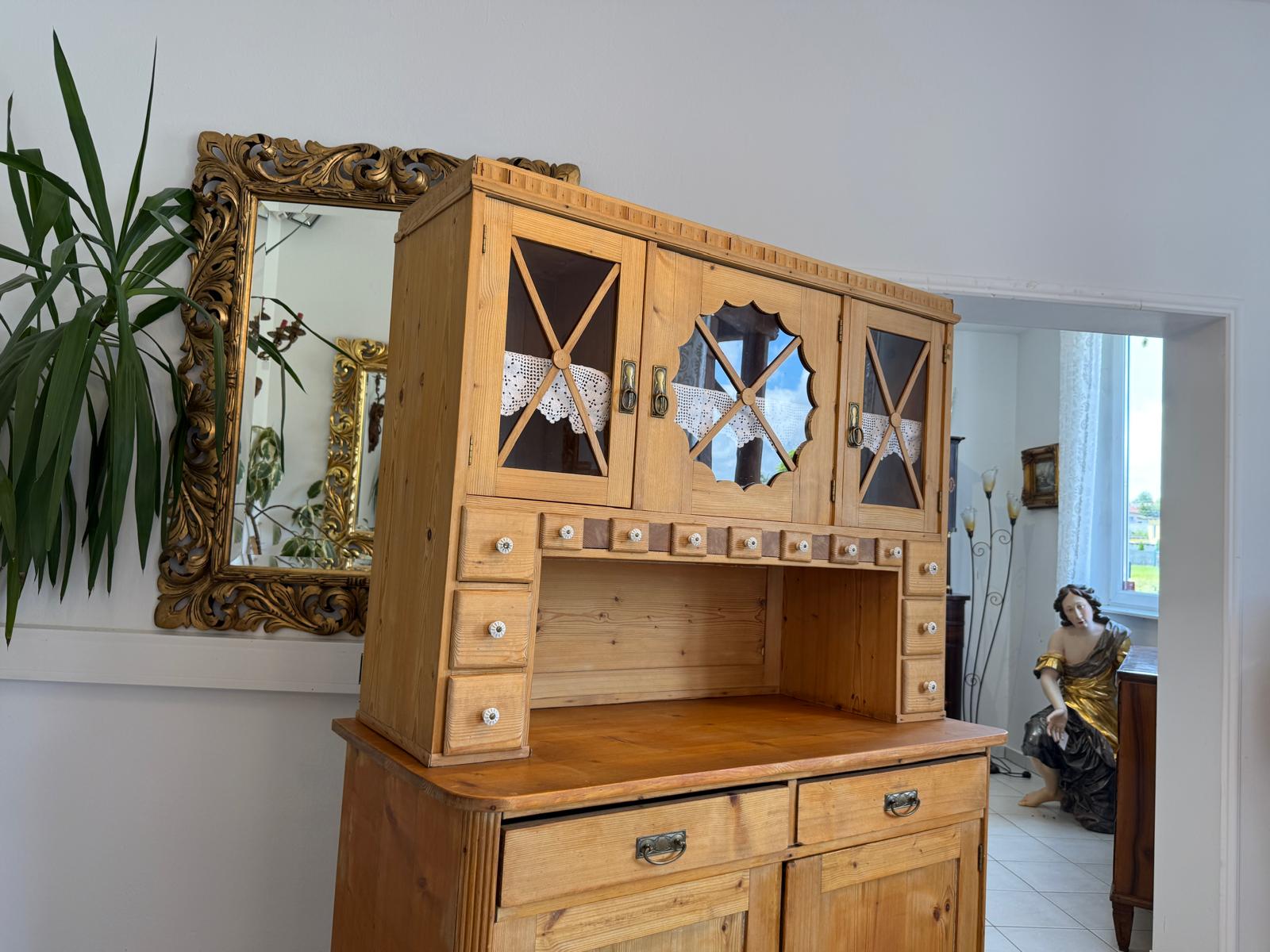 Jugendstil  Naturholschrank Küchenbuffet Küchenschrank Küchenkredenz D2513