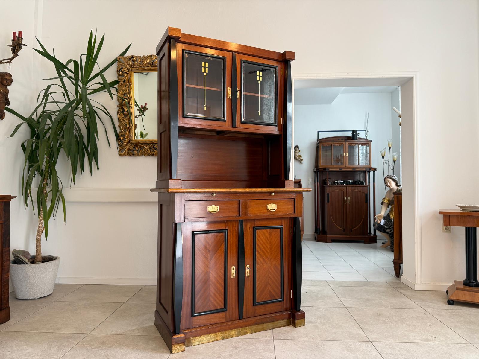 Restauriert Jugendstil Kredenz Bücherschrank Antiquität G1859