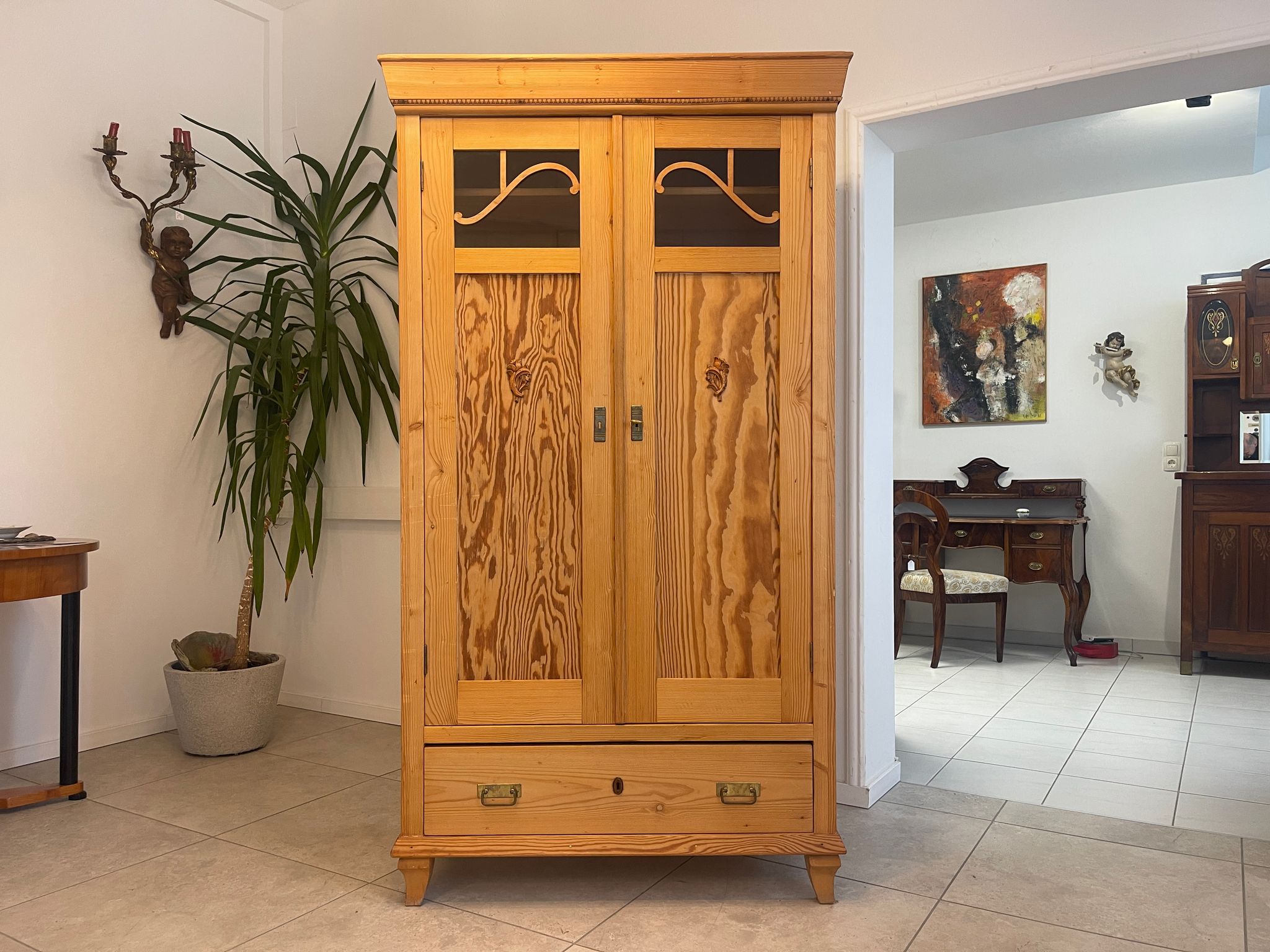Restaurierte Jugendstil Bauernvitrine Bauernschrank Bücherschrank Antik G1296
