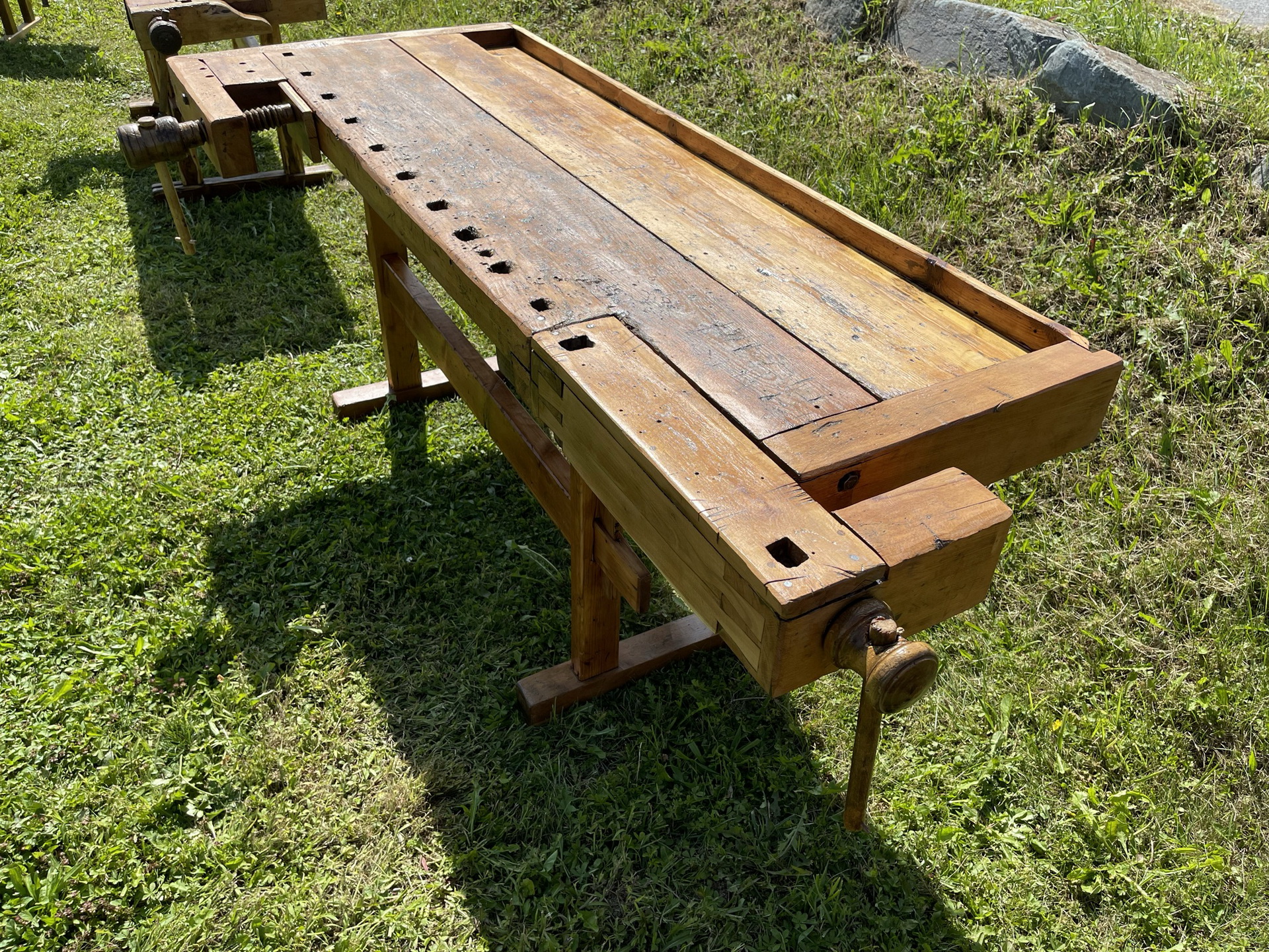 Barock-Biedermeier_98qjWGIIXiX4p4k alte restaurierte Hobelbank, Werkbank, Küchentisch A3073