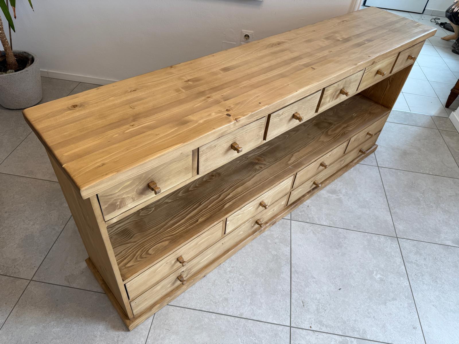 Praktische bäuerliche 12 Laden Kommode Anrichte Sideboard Antik G2070 