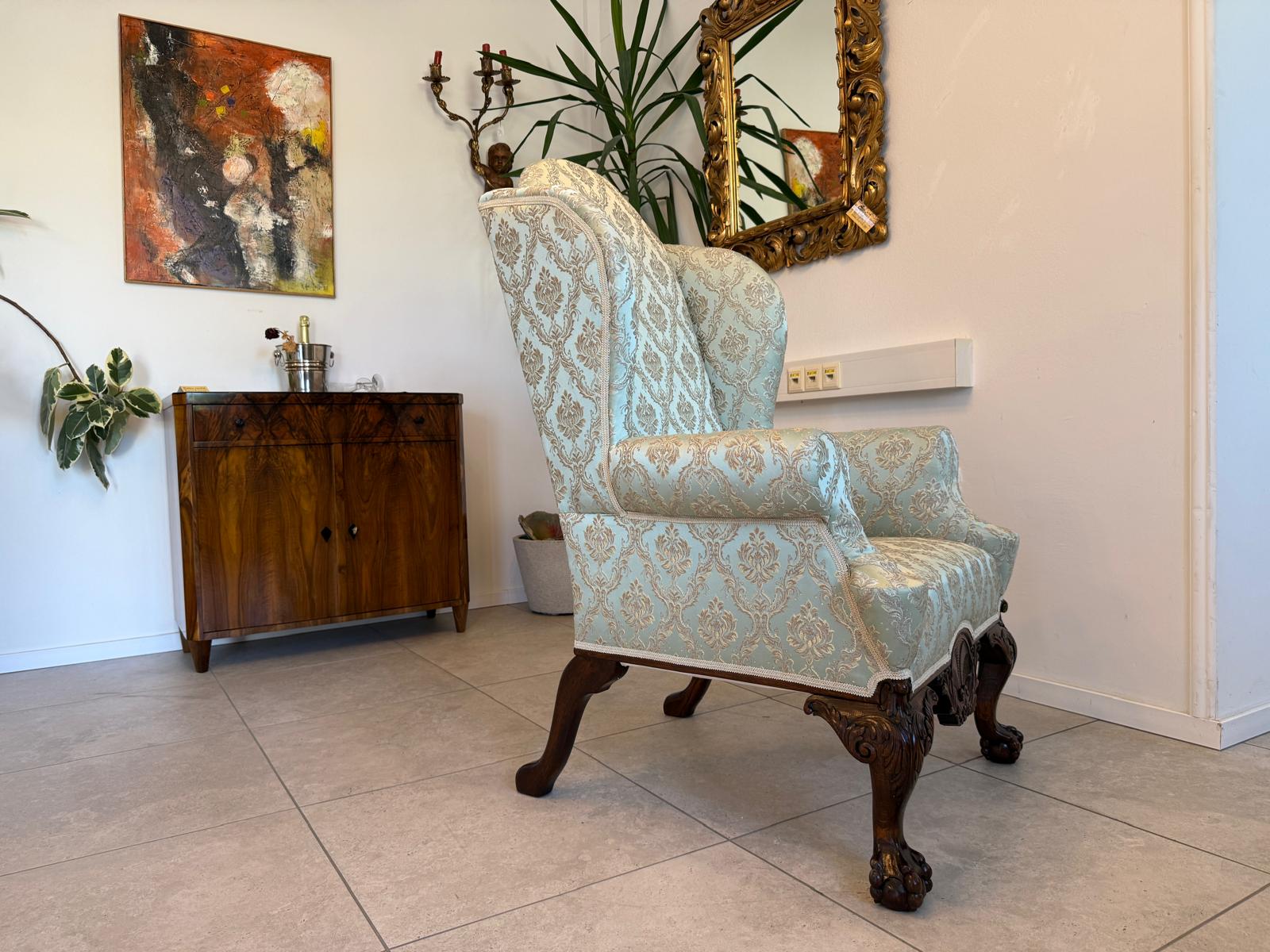 Restaurierter Historismus Ohrenfauteuil Ohrensessel Köinigssessel G1964