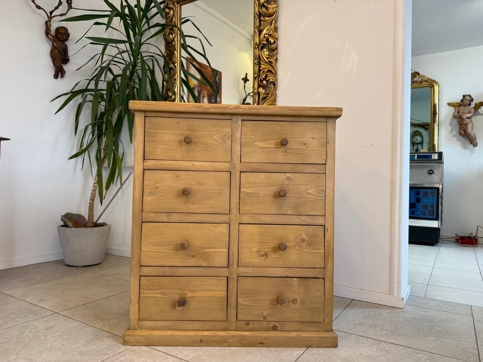 Bäuerliche 8 Ladenkommode Apothekerschrank Altholzkommode Weichholz D2307