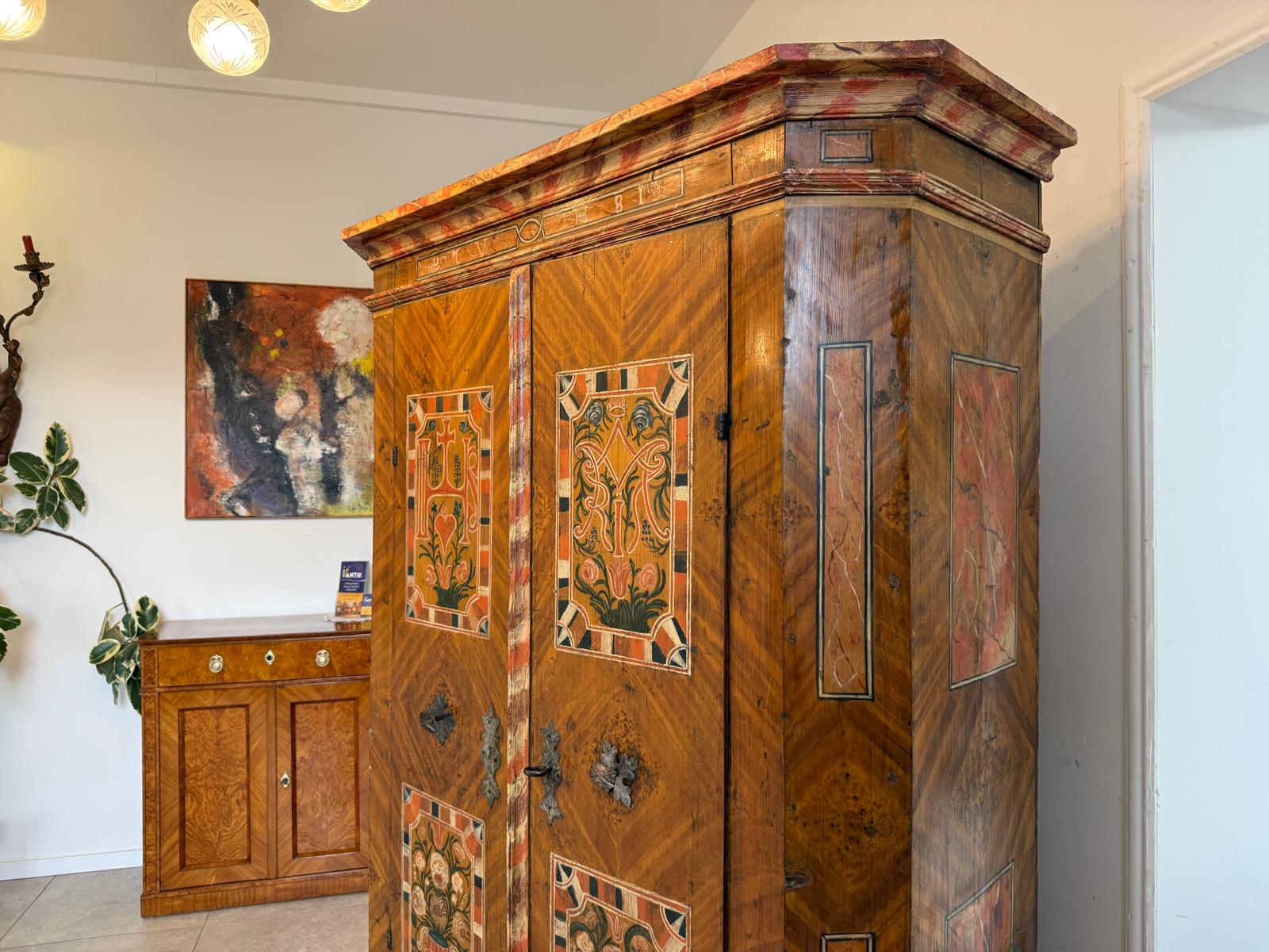Handbemalter Barockschrank Bauernschrank Bauernkasten Kitzbühel Weichholz D1205