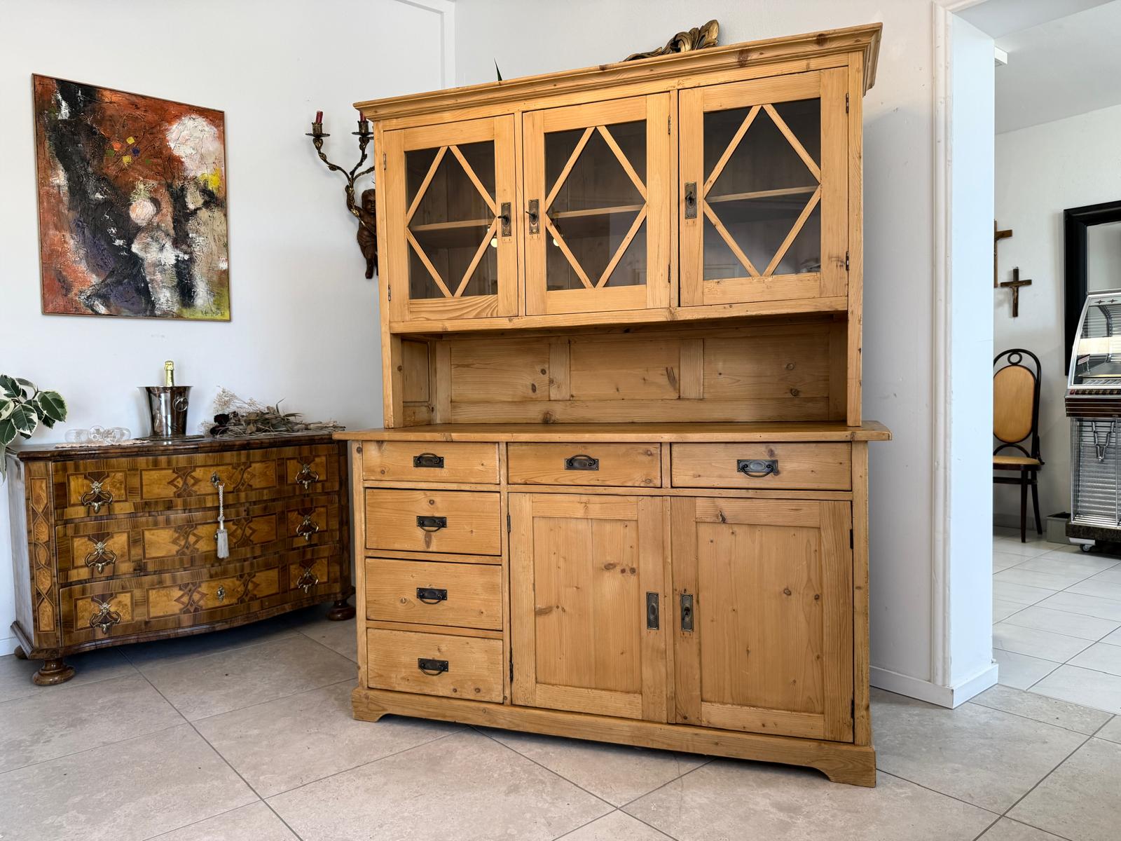 Jugendstil Küchenkredenz Weichholz Unikat Bauernkredenz D2692