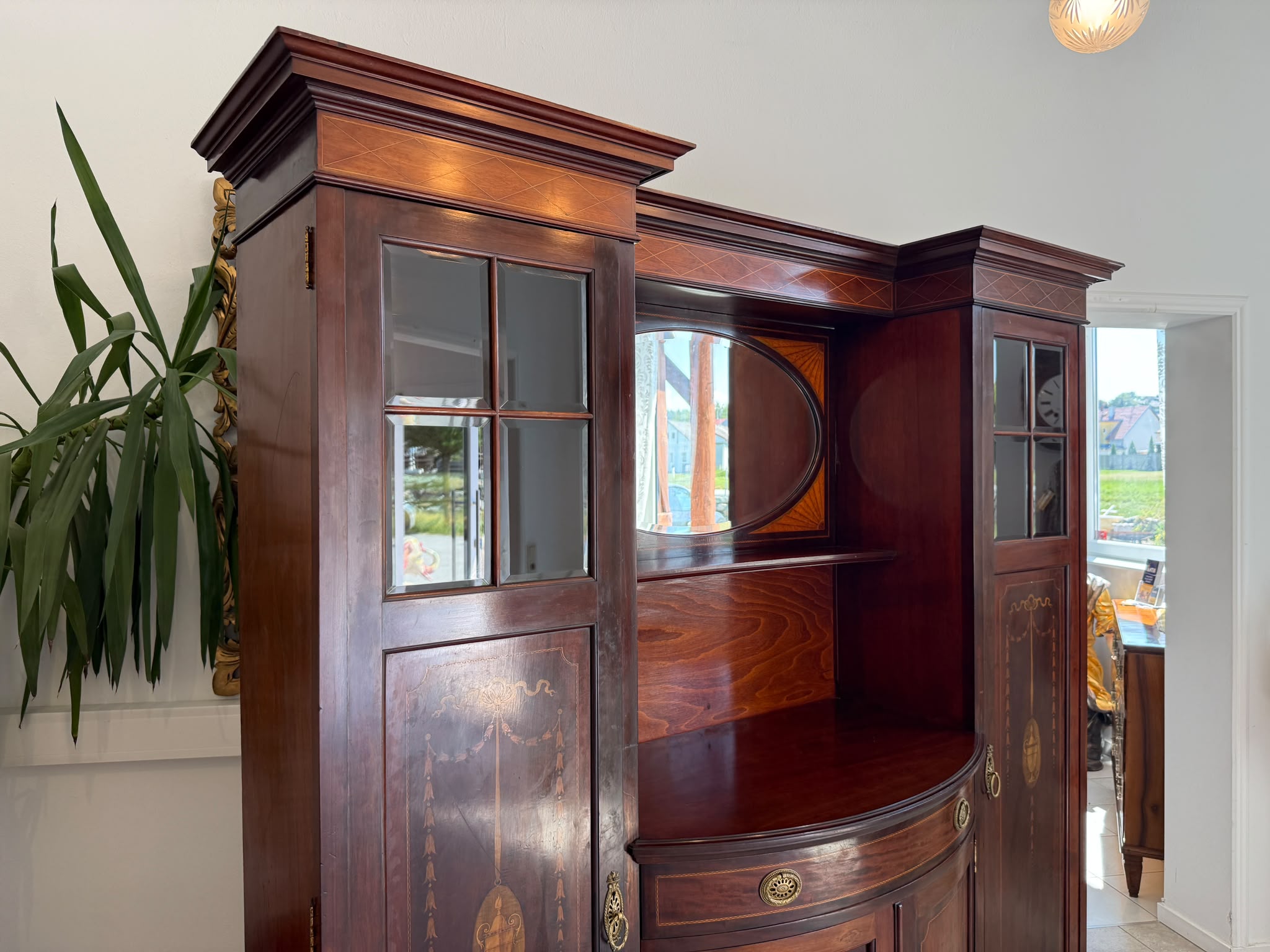 Jugendstil Bücherschrank Vitrinenschrank Original D2617