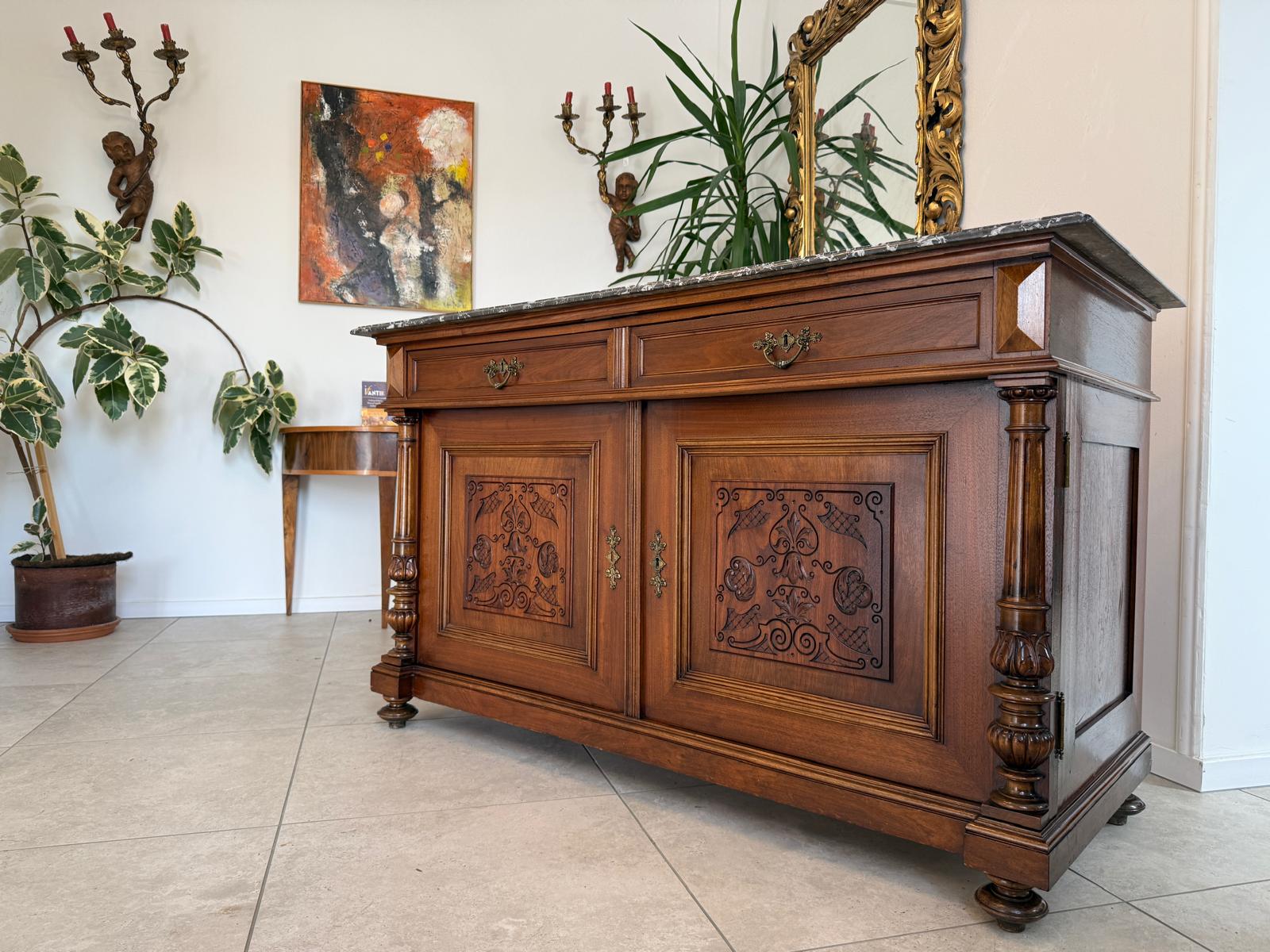 Originale Gründerzeit Anrichte mit Granitplatte Waschtisch Historismus G2769