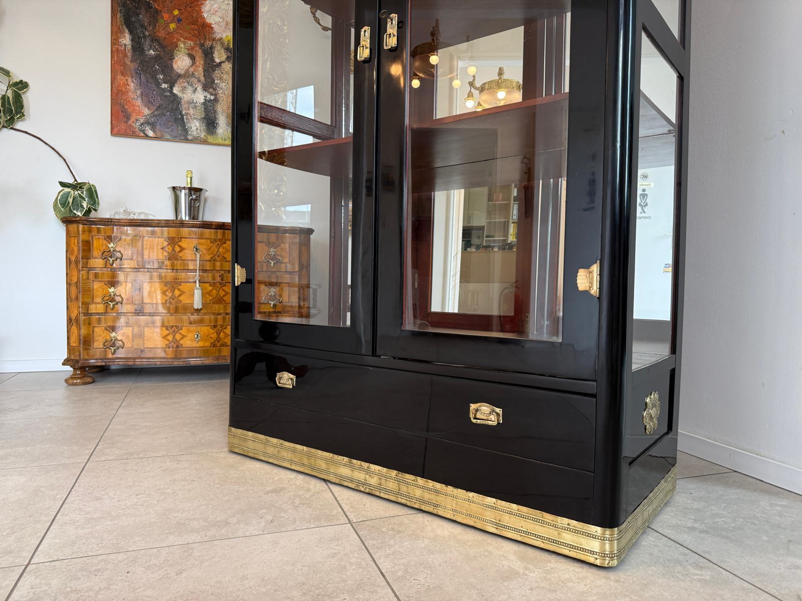 Jugendstil Vitrine Glasschrank Bücherschrank Bibliothekschrank Restauriert D2679