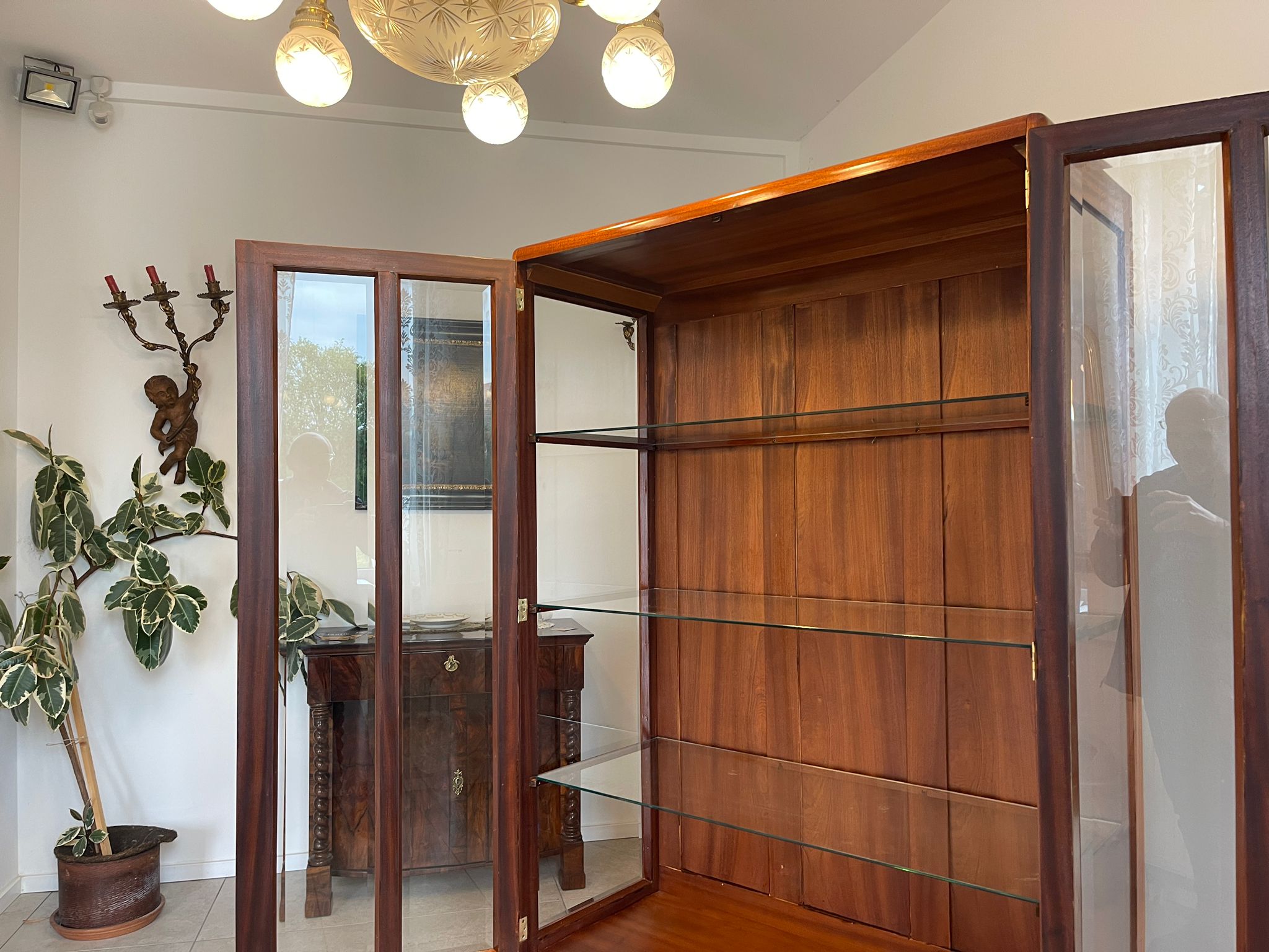 de660465-fd15-42c7-b00b-7ff6769017ed5FL4DIDZGV3Vu Restaurierter Jugendstil Vitrine Bücherschrank Vitrinenschrank Antik A4927