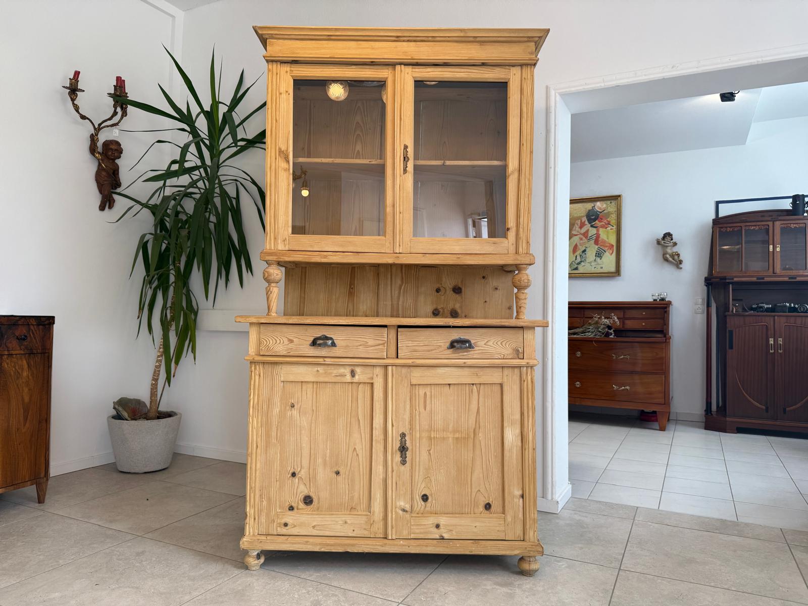 Restaurierte Gründerzeit Küchenschrank Vitrinenschrank Bauernschrank Bauernmöbel G1988
