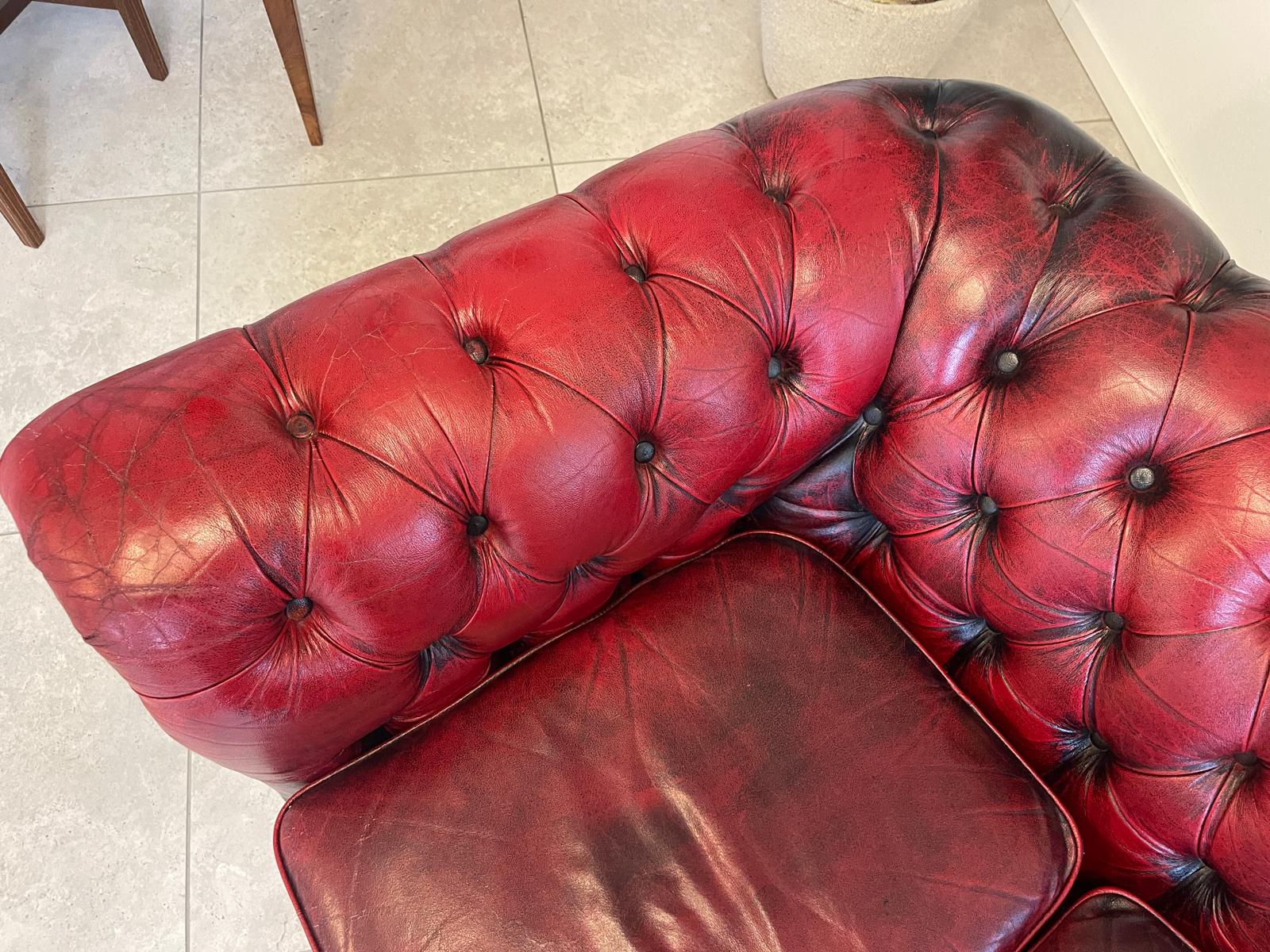 Chesterfield 3er Clubsofa Diwan Couch Oxblood G1052