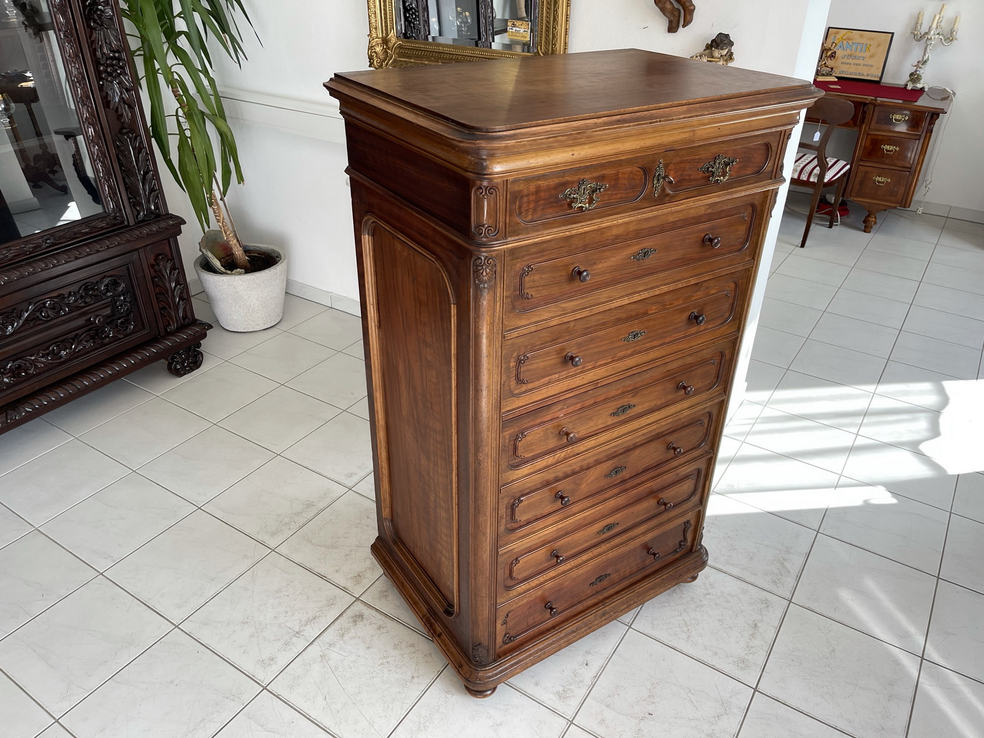 Jugendstil-Biedermeier-Barock_113 Original Gründerzeit Hochkommode Anrichte Historismus A2968