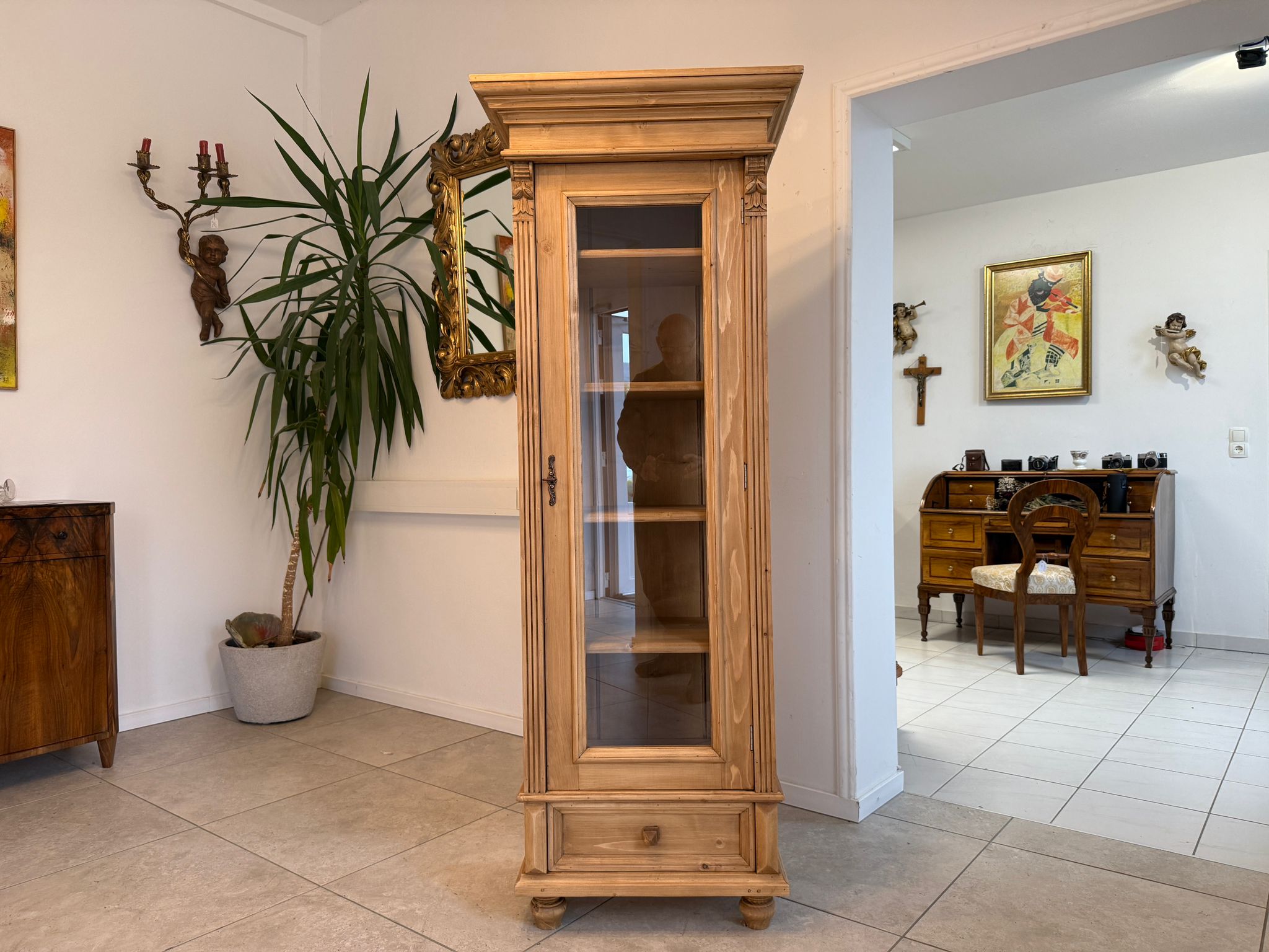 Bäuerliche Vitrine Bauernvitrine Bauernschrank Naturholz Vitrine A4130