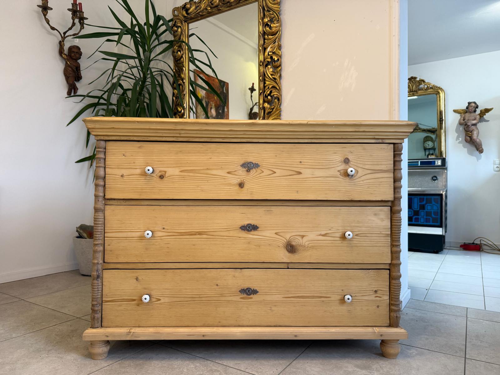 Originale Gründerzeit Kommode Restauriert Fichtenholz Antik D1081