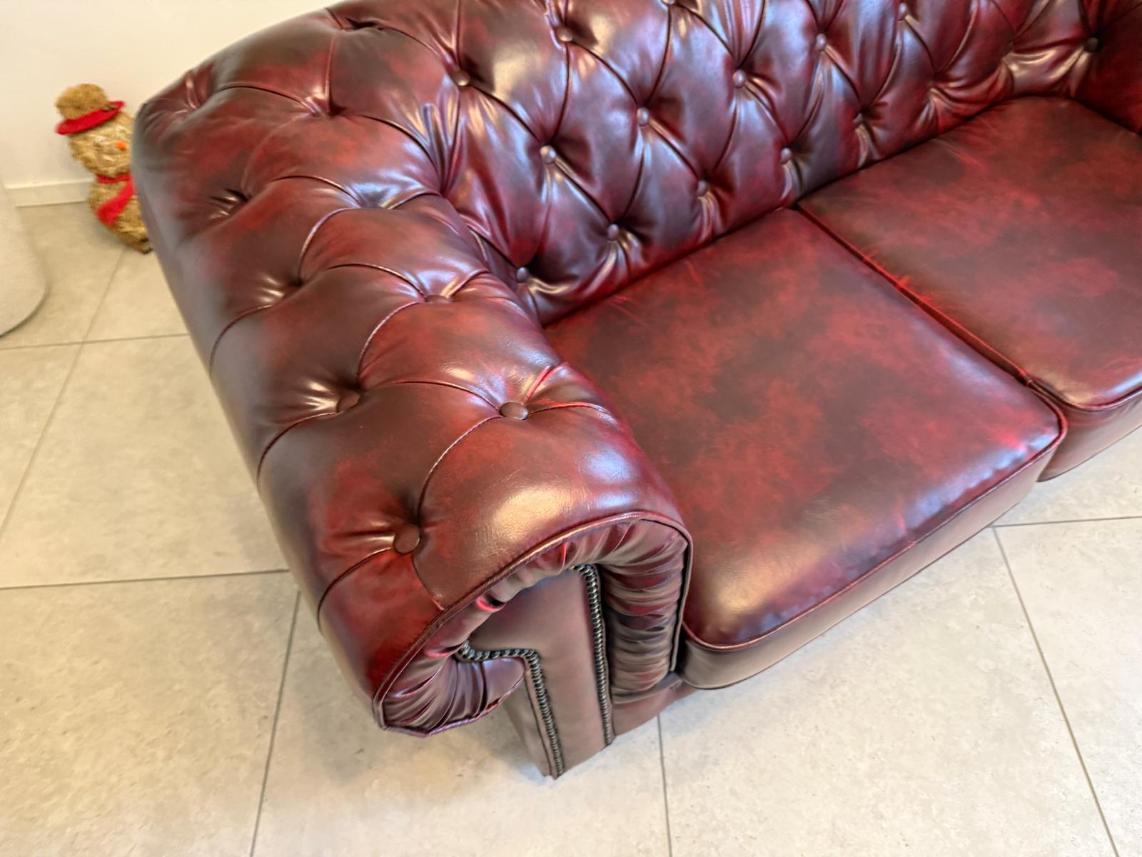 Chesterfield Ensemble 3 teilig Ledersofa Fauteuils Clubmöbel Cultmöbel G2264