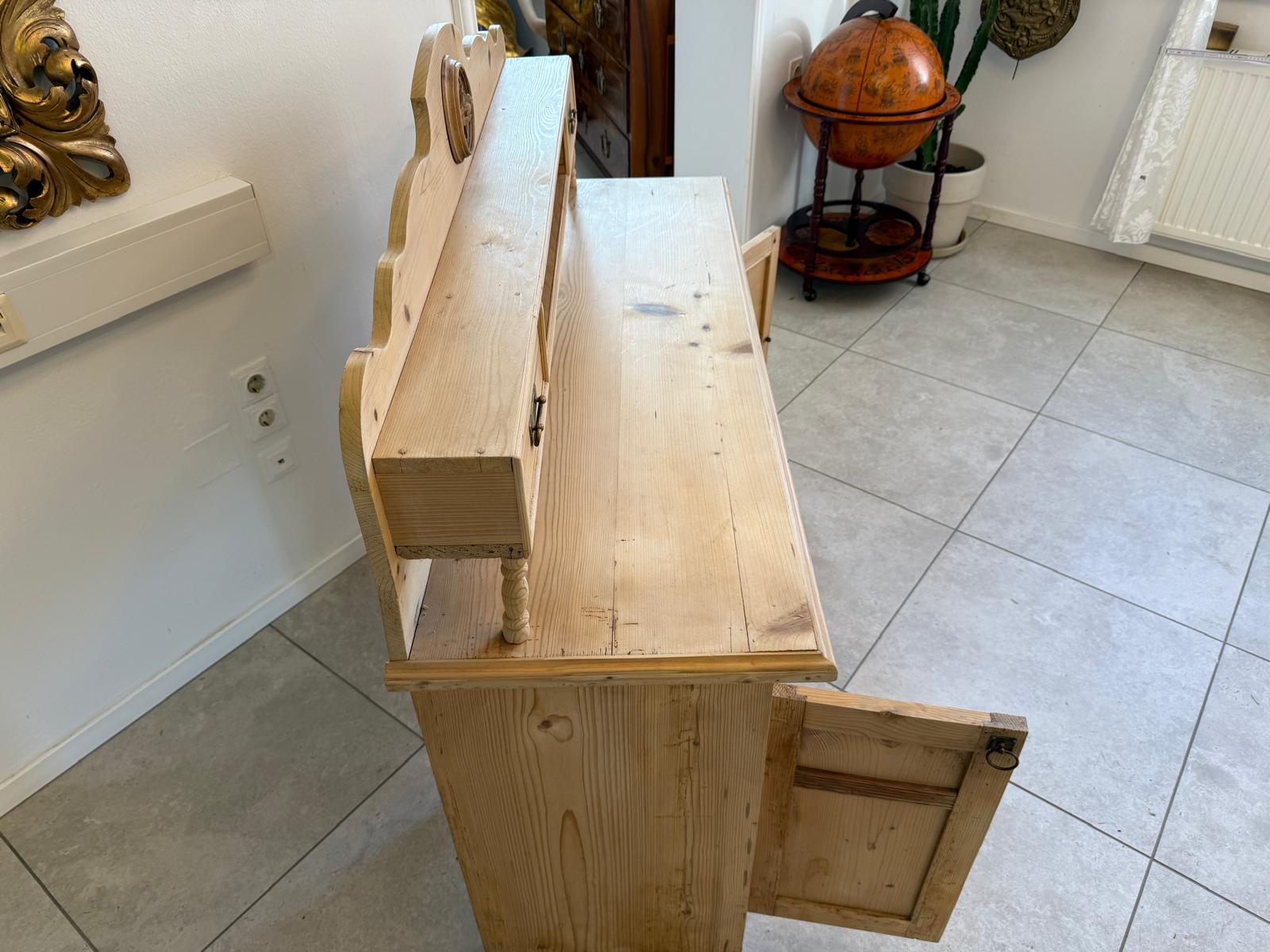 Bäuerlicher Jugendstil Aufsatz Schreibtisch Sekretär Naturholz Antik Alt G1047-1