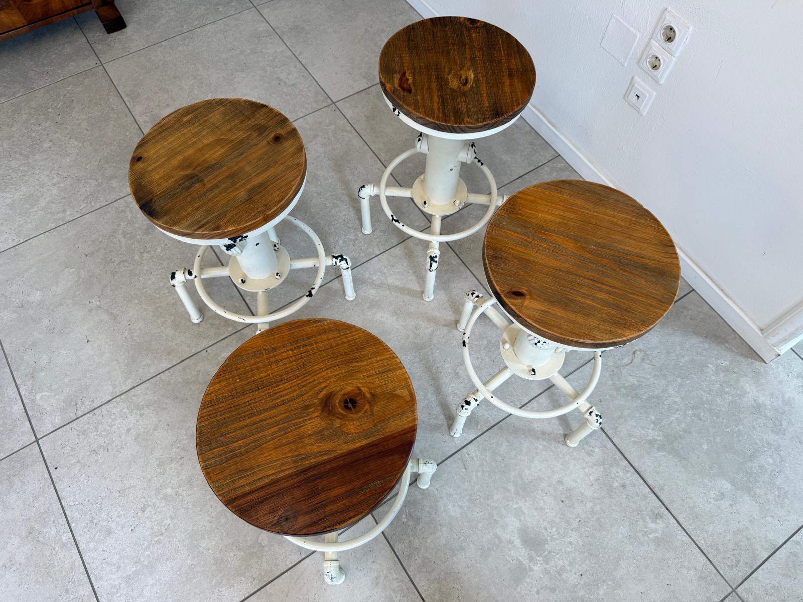 4 Industrial-Hocker Holzsitzflächen Barhocker Sitzsessel D2520