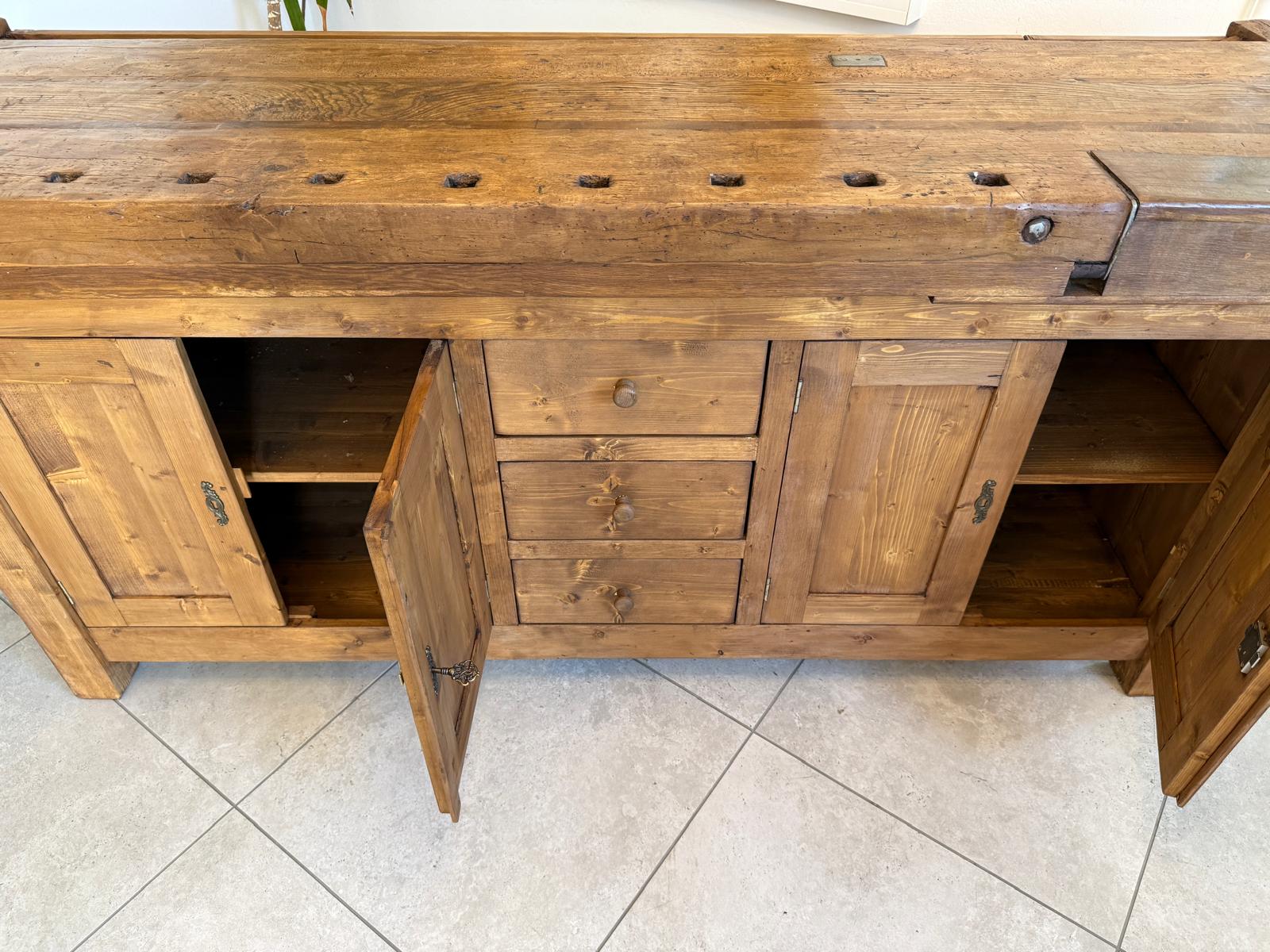 Urige Hobelbank Werkbank Pult Tresen Ladenschrank G2180