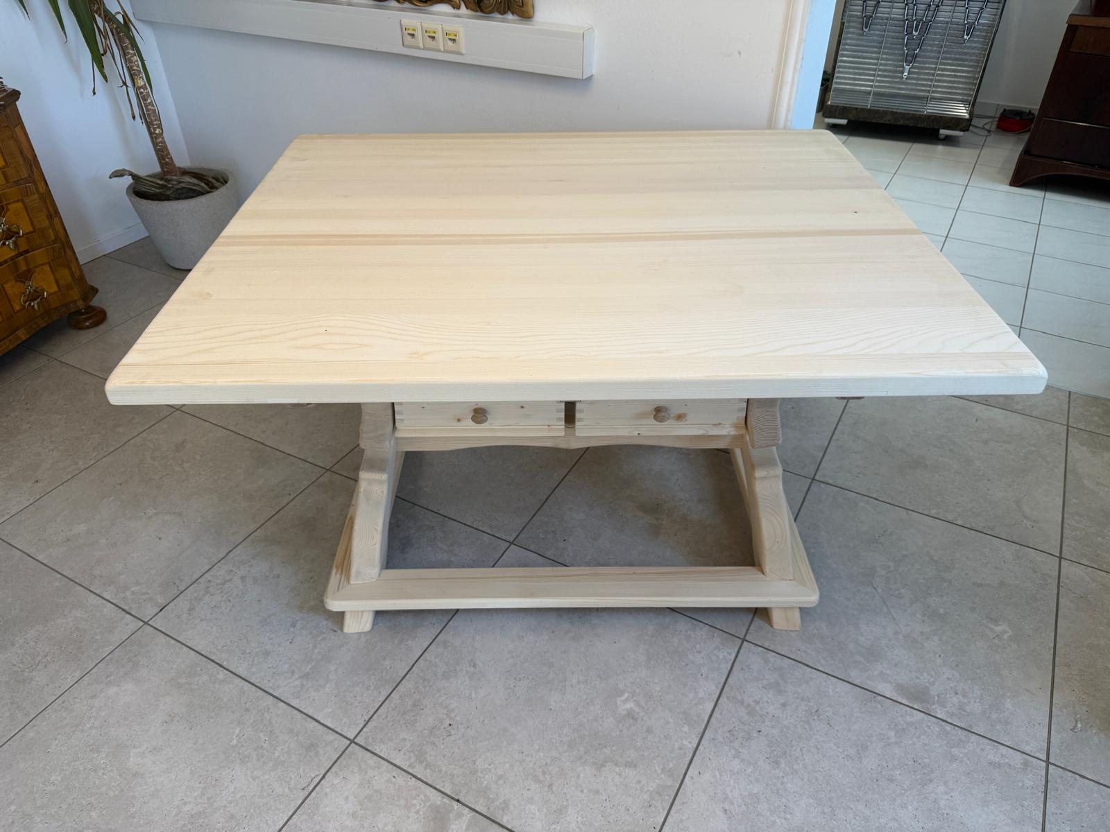 massiver Jogltisch Bauerntisch Naturholz Fichte Hüttentisch 150x120 E1431 Kopie