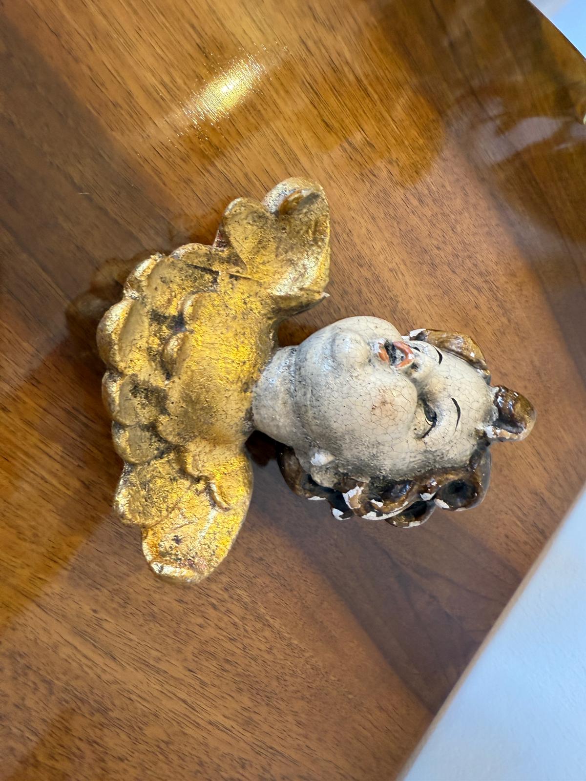 Hölzerner Engelkopf Engel Holzschnitzerei G2874