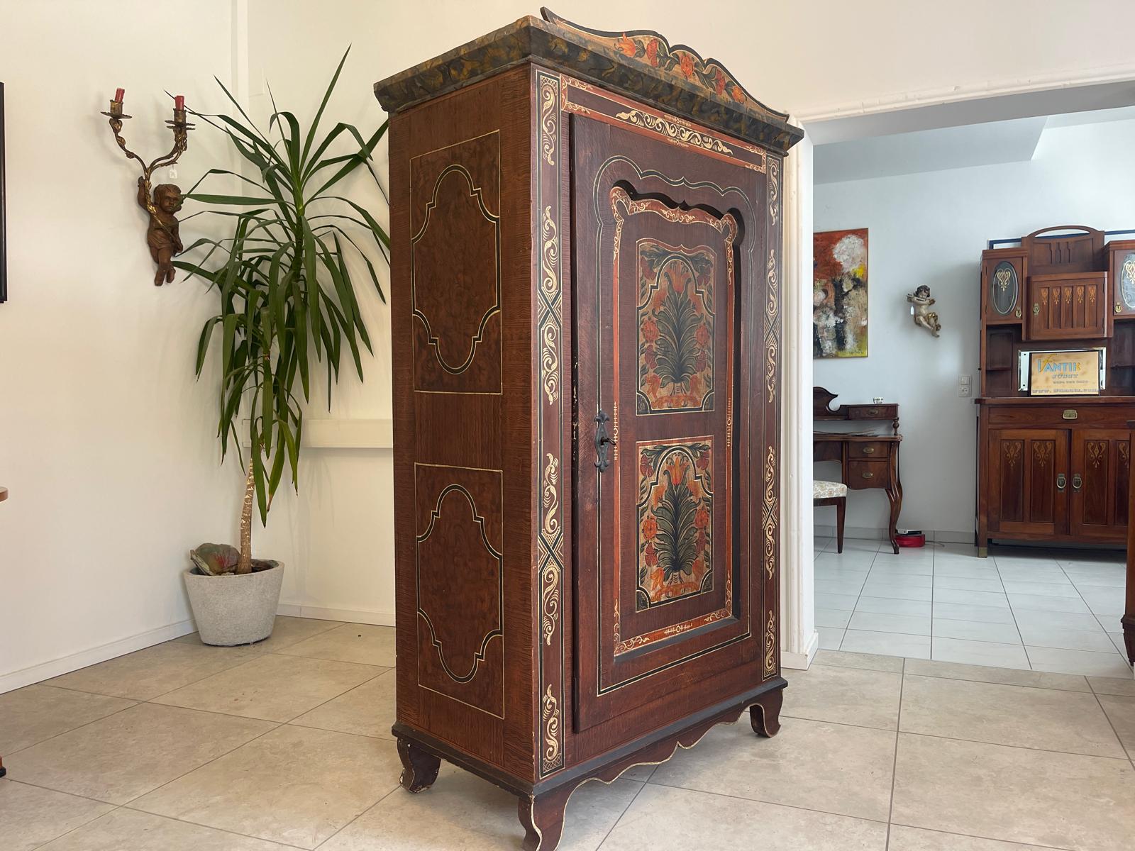 Antikes Handbemalter Bauernschrank Kasten Bauernkasten G1363