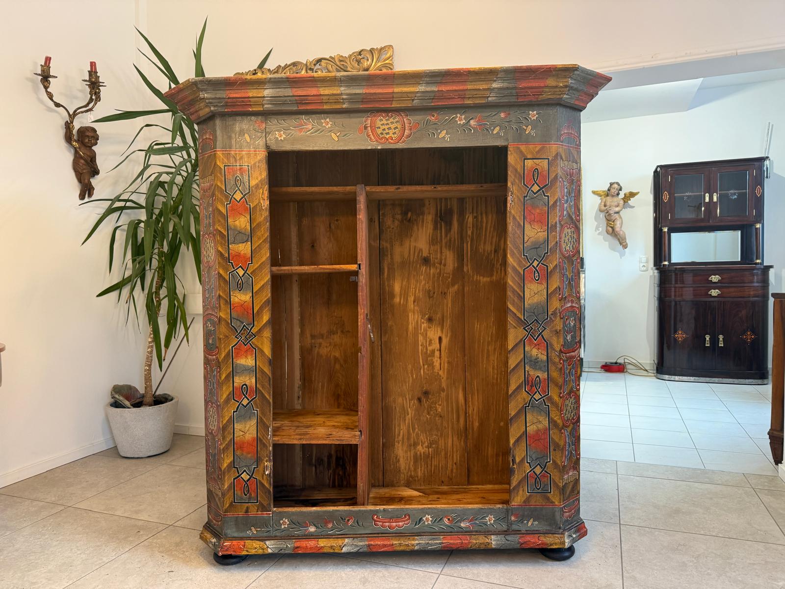 Handbemaltes Bauernregal Bücherregal Tirol Bauernkasten Reiterkasten D1071