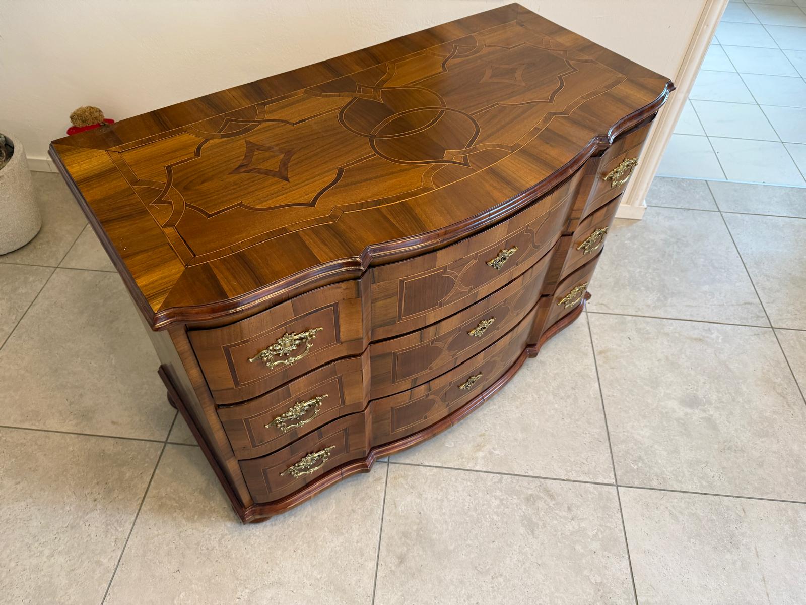 Authentische Barock Kommode Obstholz Marketerien Antiquität Nussholz  G2370