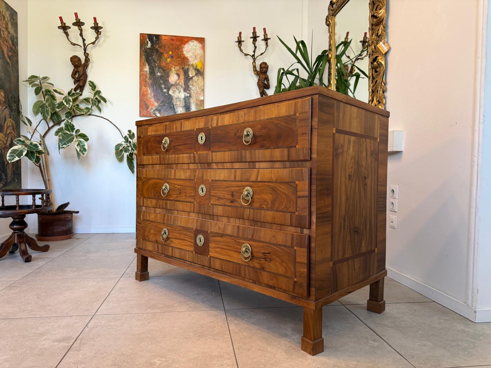 Barock Kommode Obstholz Marketerien Antiquität Nussholz  Antiquität D2901