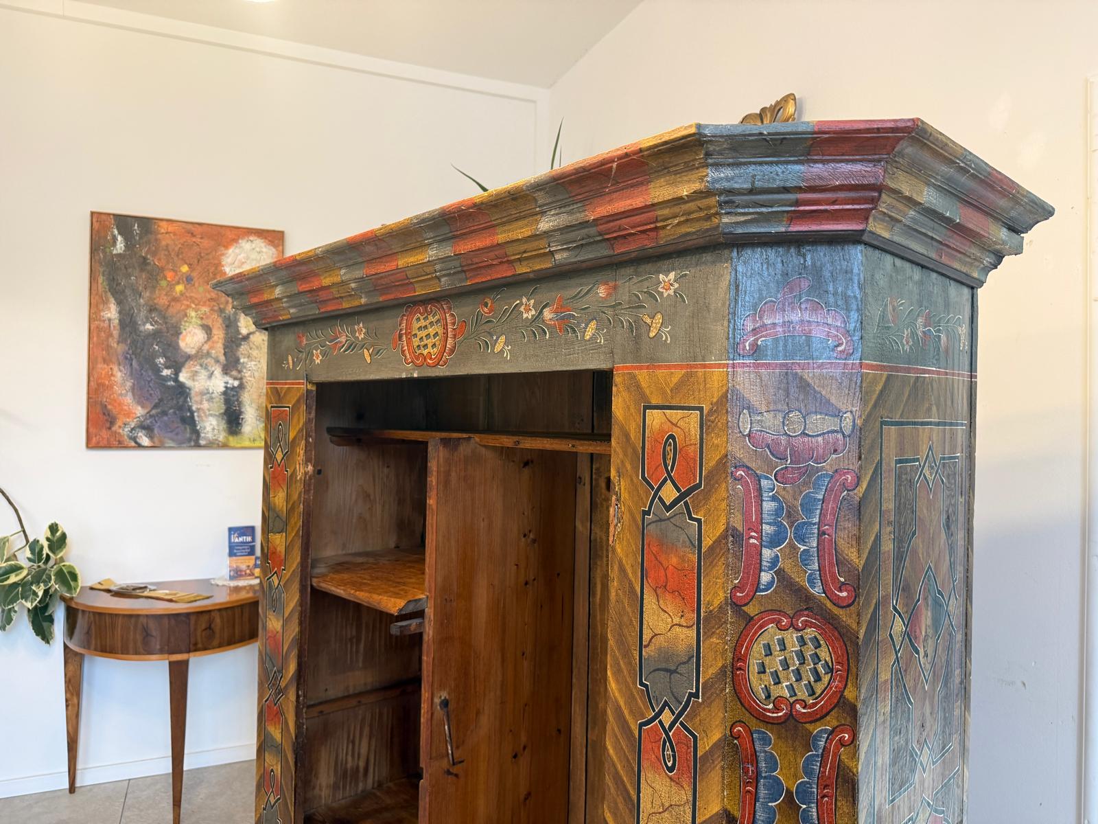 Handbemaltes Bauernregal Bücherregal Tirol Bauernkasten Reiterkasten D1071