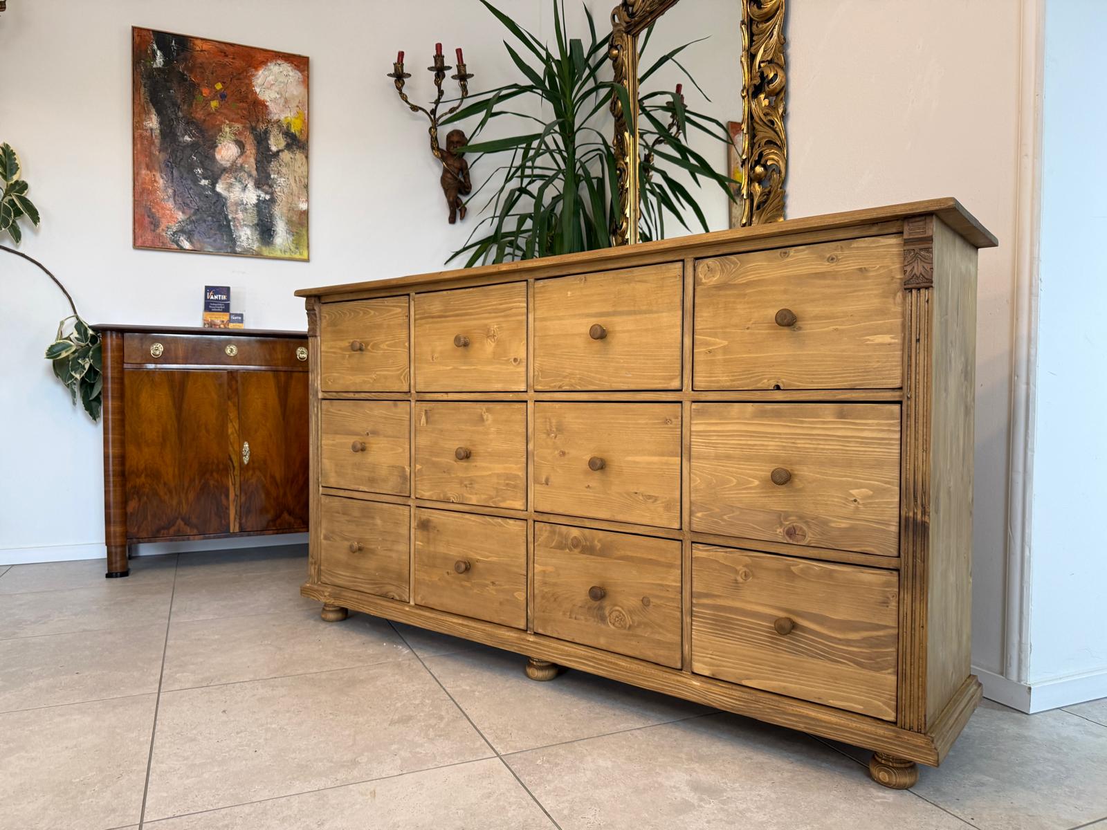 SALE Bäuerliche 12 Laden Kommode Anrichte Sideboard Weichholz D2312