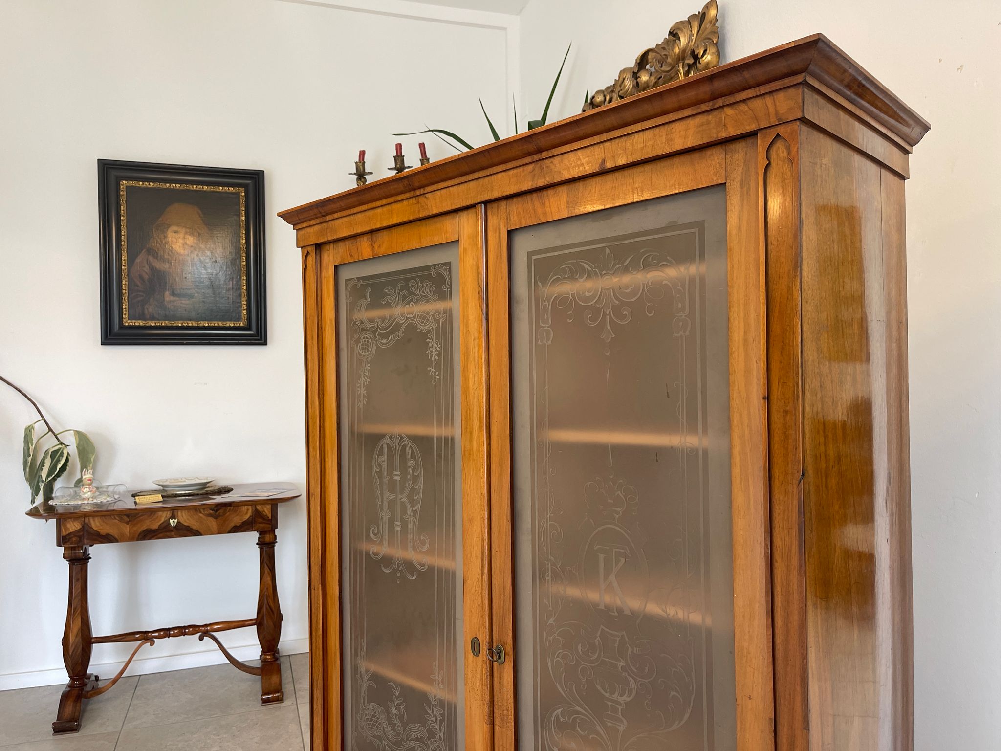 Biedermeier Bücherschrank Glasschrank Kasten G1519