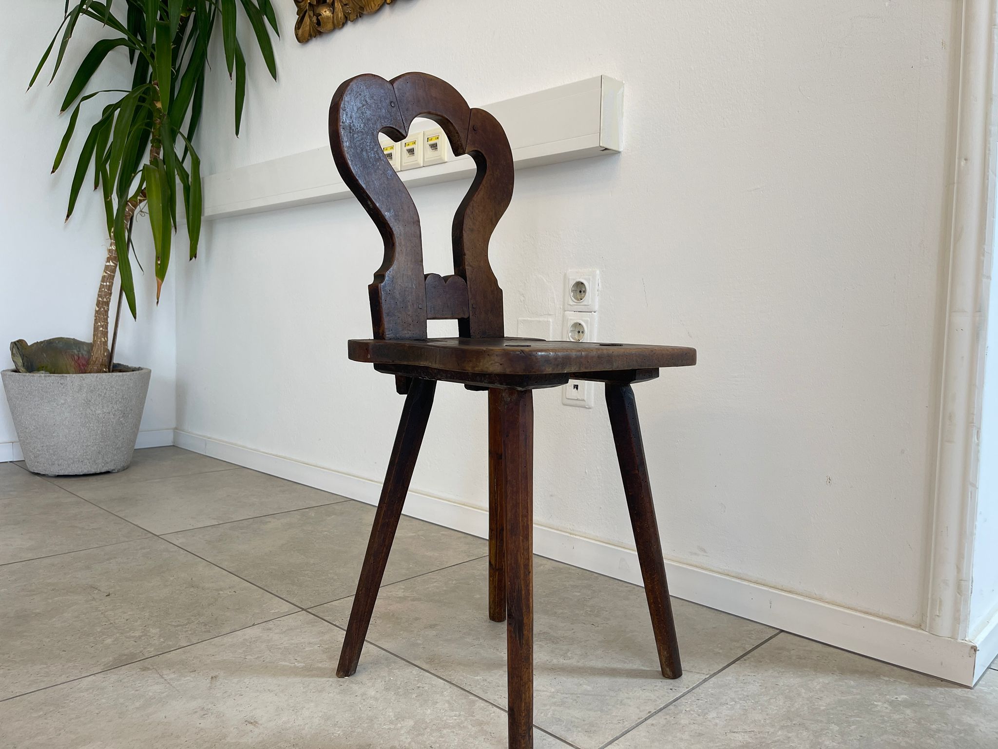 Alter antiker Biedermeier Bauernsessel Sessel Brettstuhl G1623