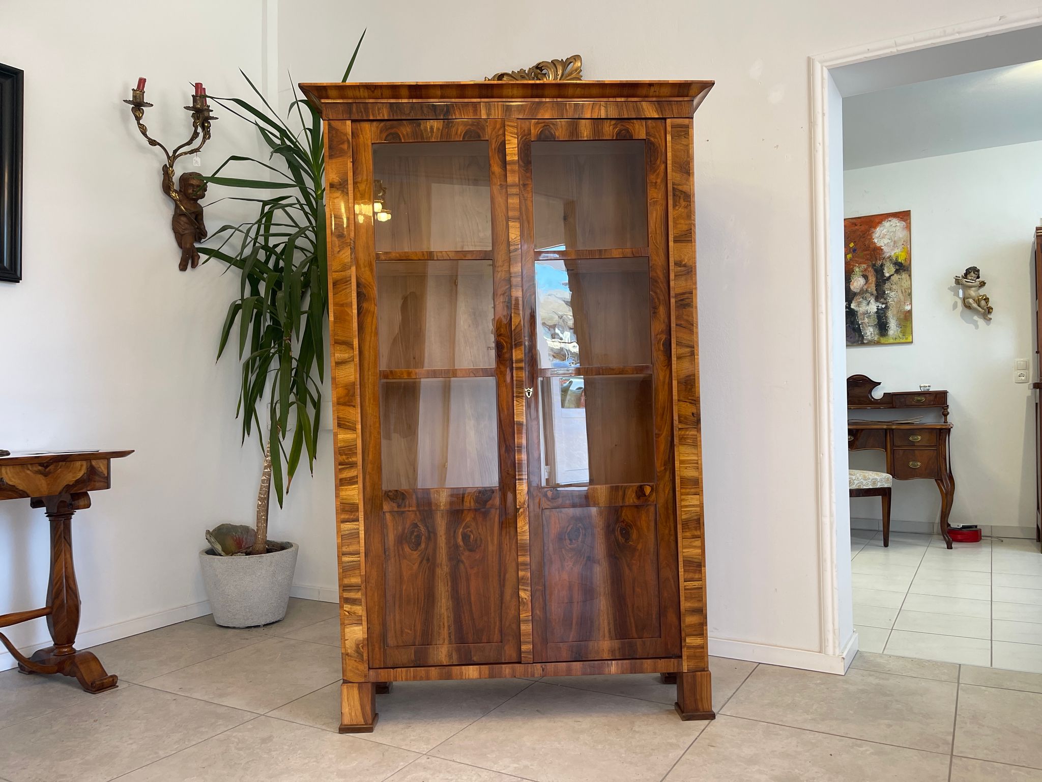 SALE Restaurierte Biedermeier Vitrine Bücherschrank Bibliotheksschrank ANTIQUITÄT G1374