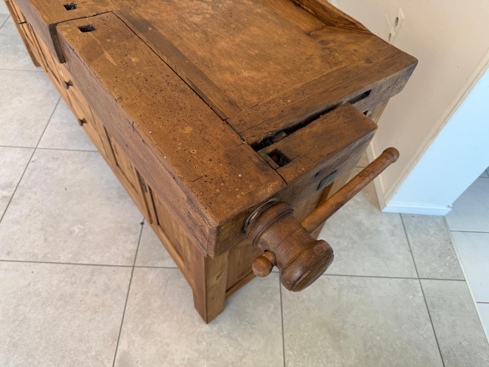 Urige Hobelbank Werkbank Pult Tresen Ladenschrank Antik G2191