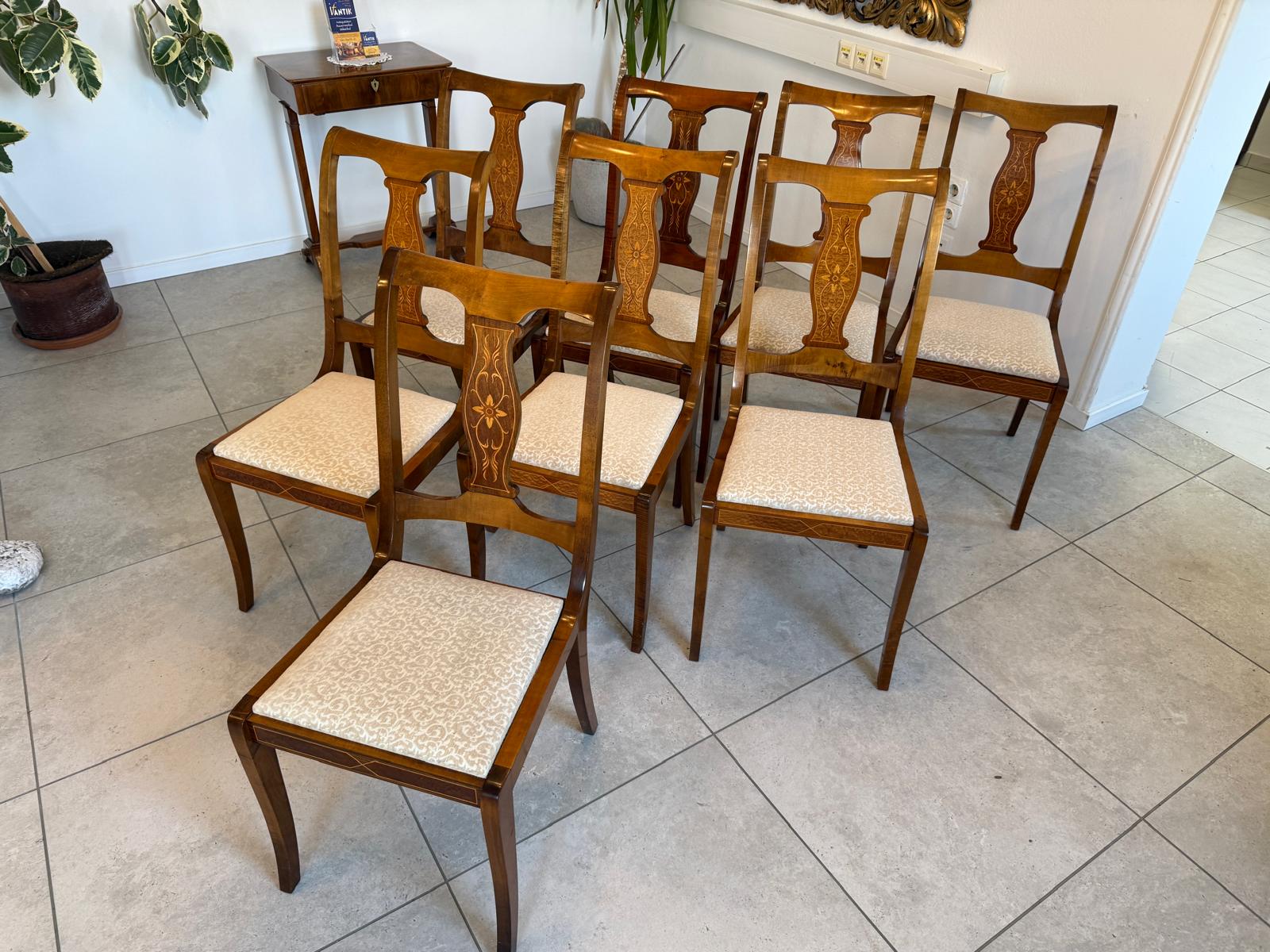 Ensemble von 8 Sessel Barockstil Intarsien Prachtexemplar D1239