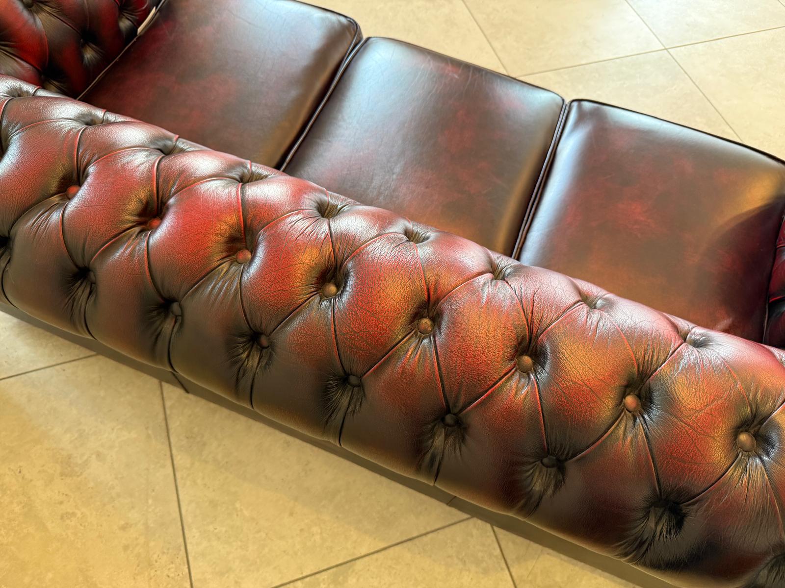 Chesterfield 3er Clubsofa Diwan Couch Oxblood Kultmöbel G1948