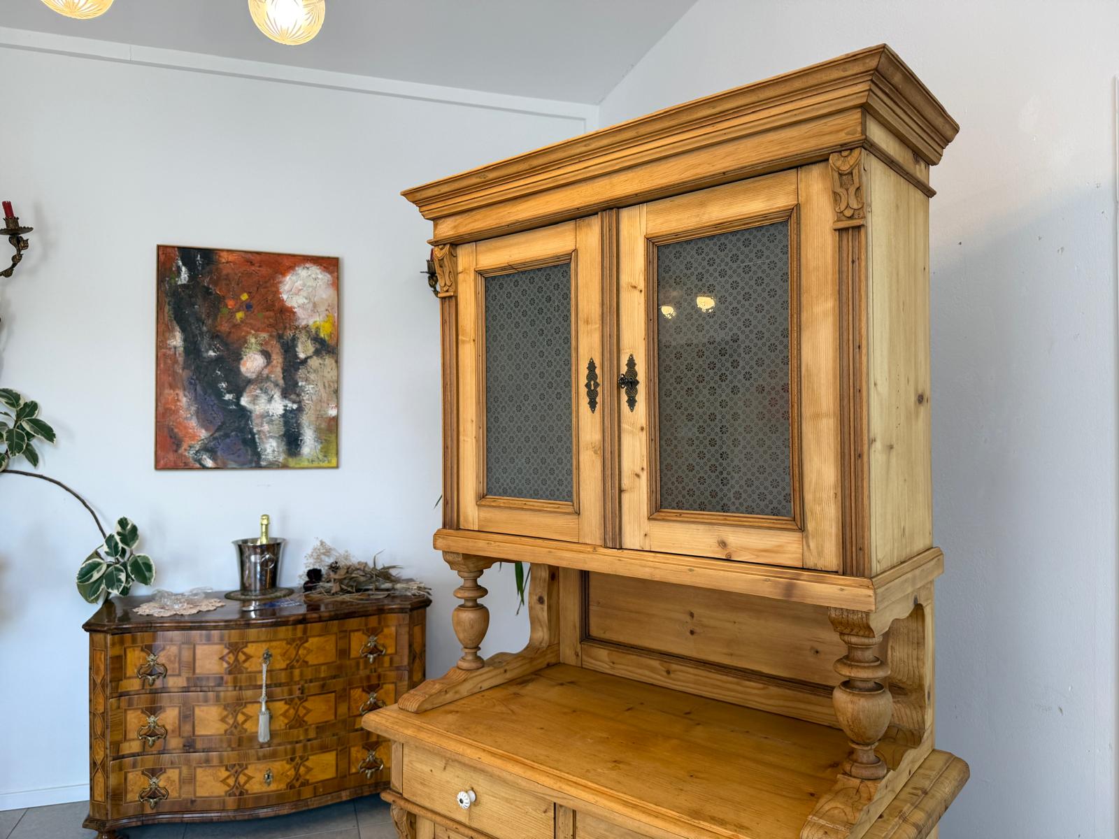 Originale Gründerzeit Küchenkredenz Bauernschrank Säulenkredenz D2794