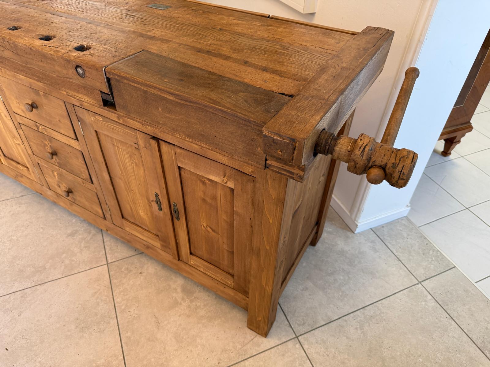 Urige Hobelbank Werkbank Pult Tresen Ladenschrank G2180