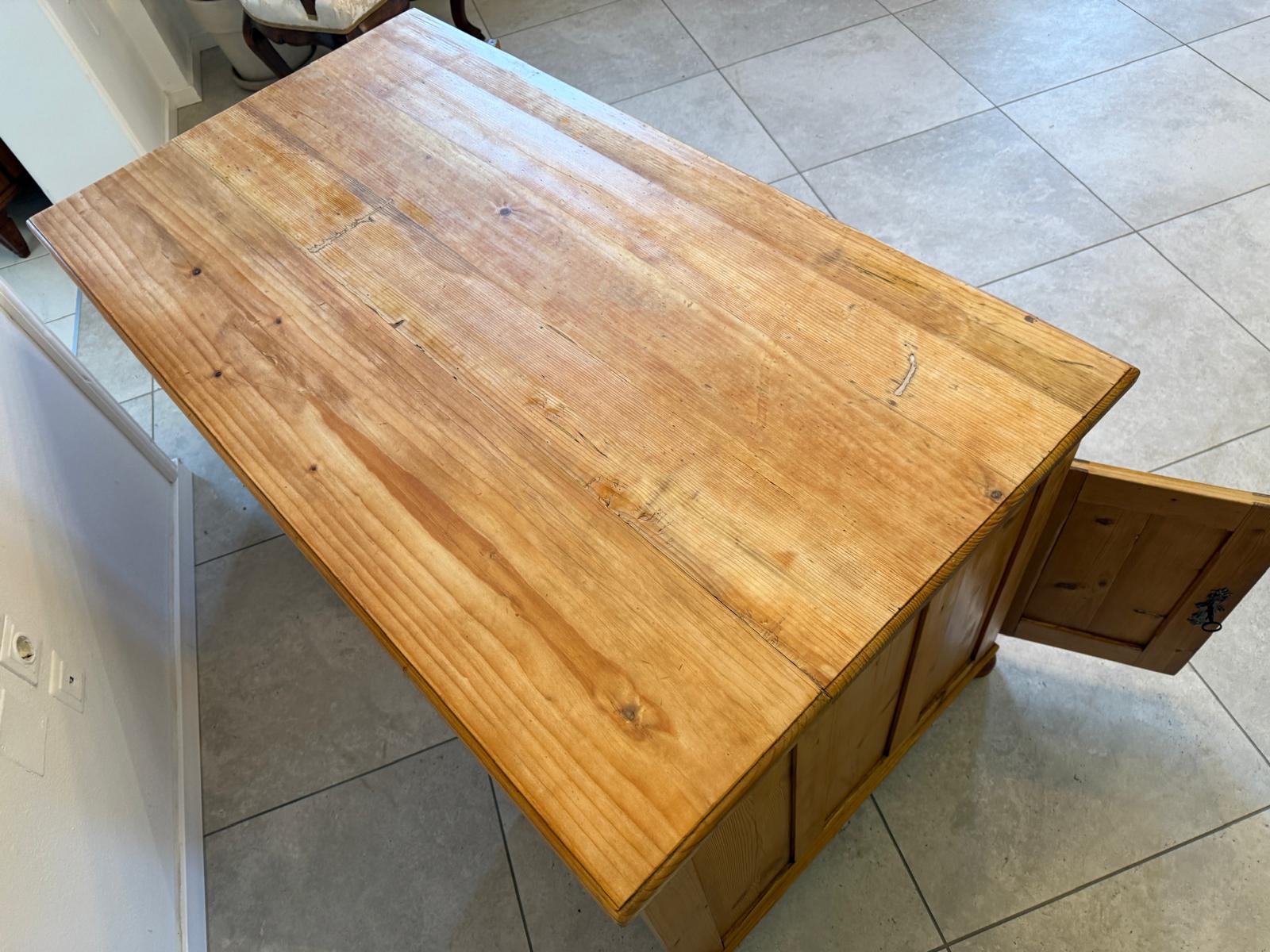 Bäuerlicher Jugendstil Schreibtisch Sekretär Naturholz Antik Alt Weichholz D1208