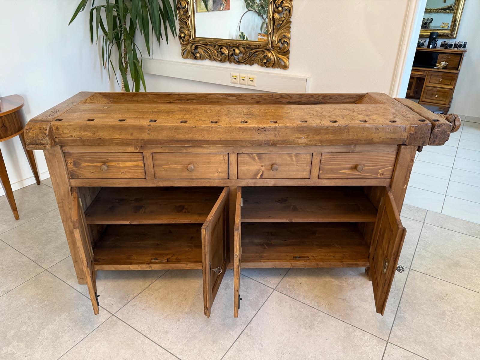 Urige Hobelbank Werkbank Pult Tresen Ladenschrank G2179-1