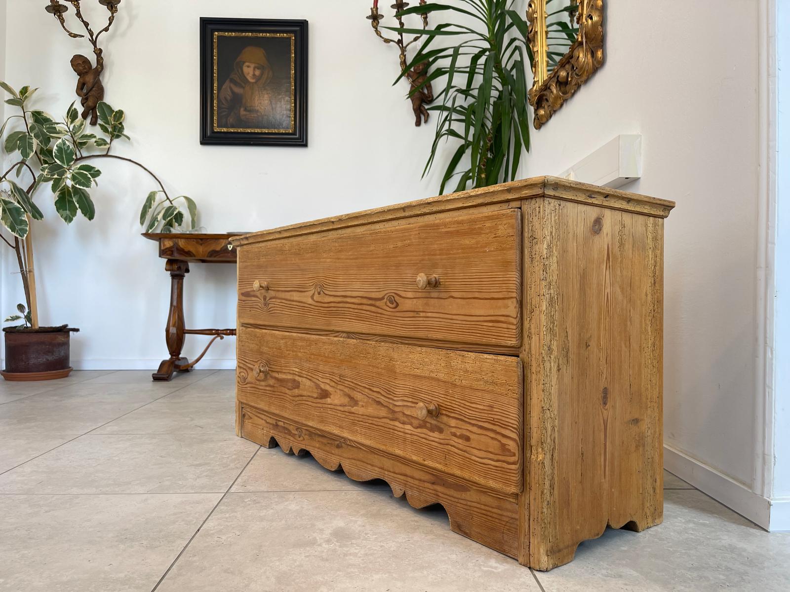 Biedermeier 2 Laden Kommode Antiquität Naturholschrank Bauernmöbel antik G1624