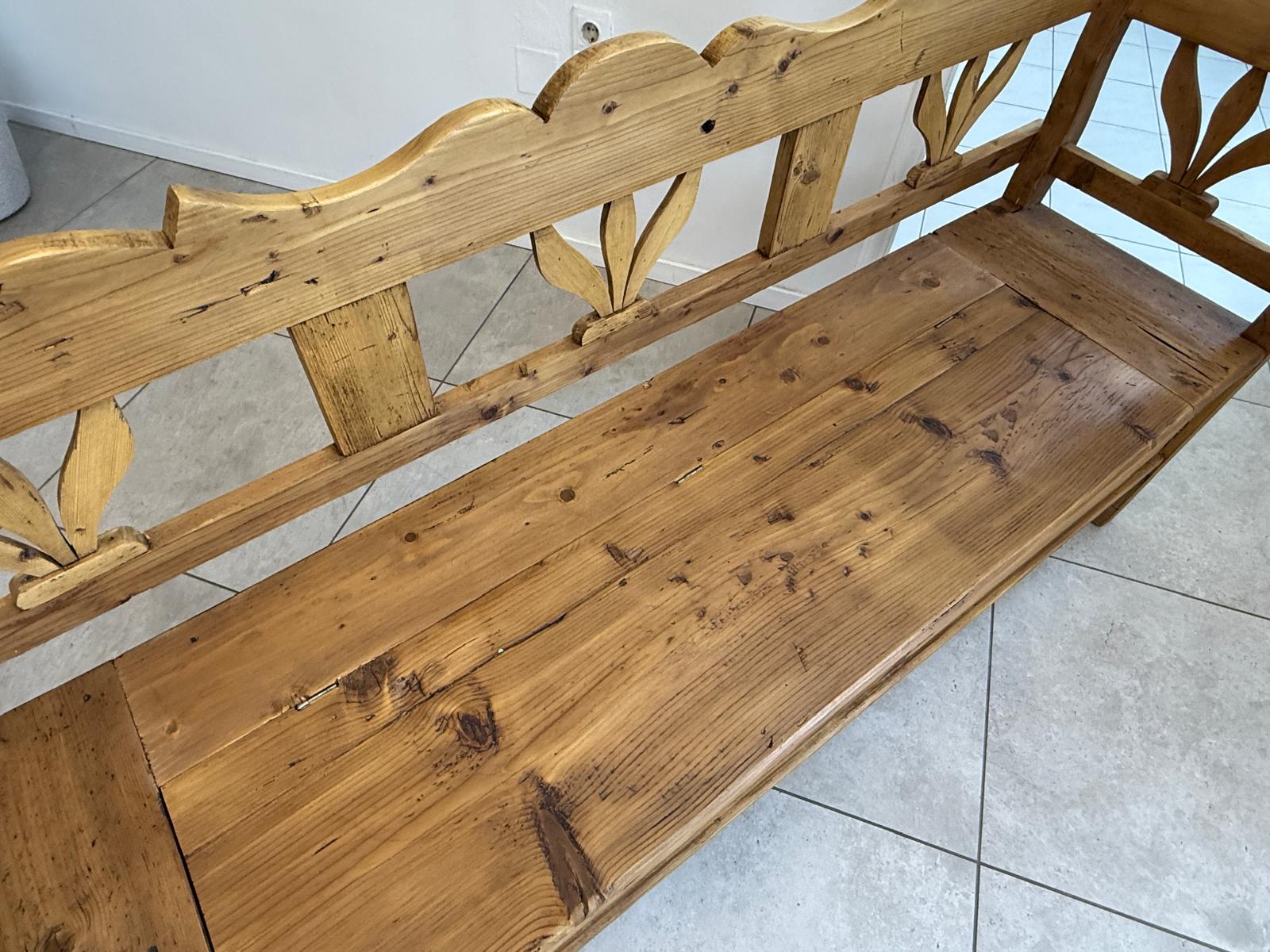 Provinzielle Biedermeier Truhenbank Landhausbank Antik D2417